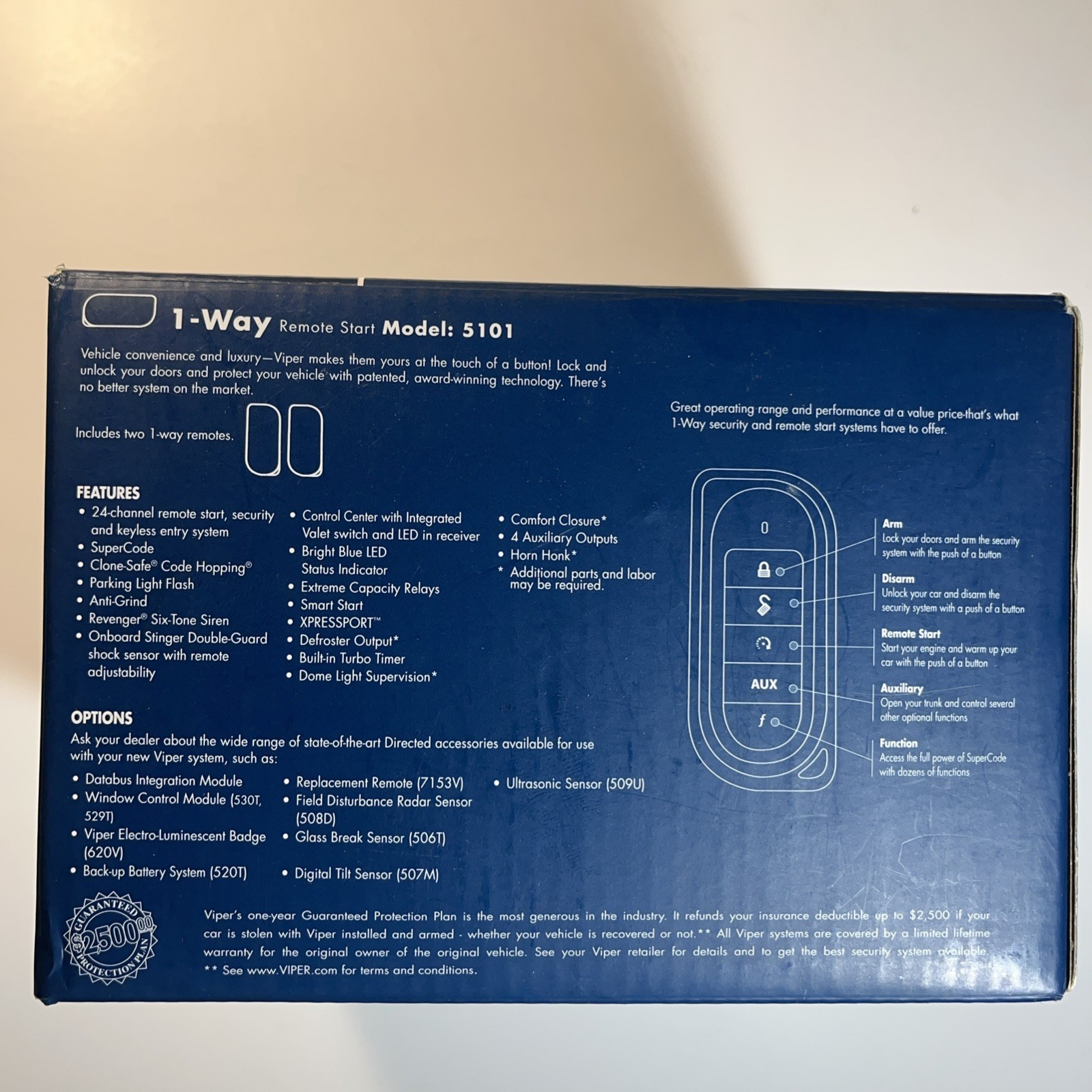 VIPER 1 Way Remote Vehicle Start System Kit Model 5101 w/ Keyless Entry