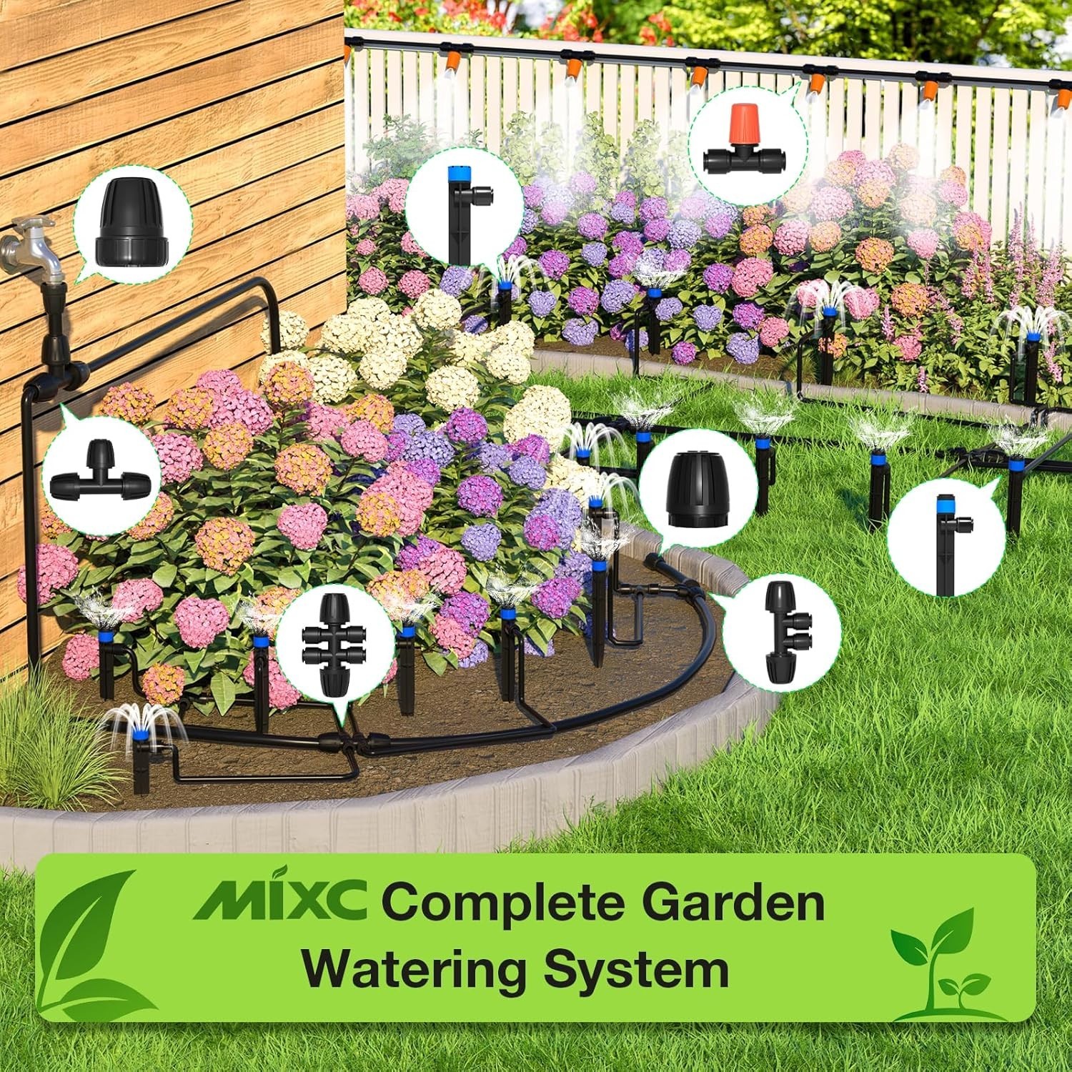 300FT Drip Irrigation System Kit - Full Garden Coverage