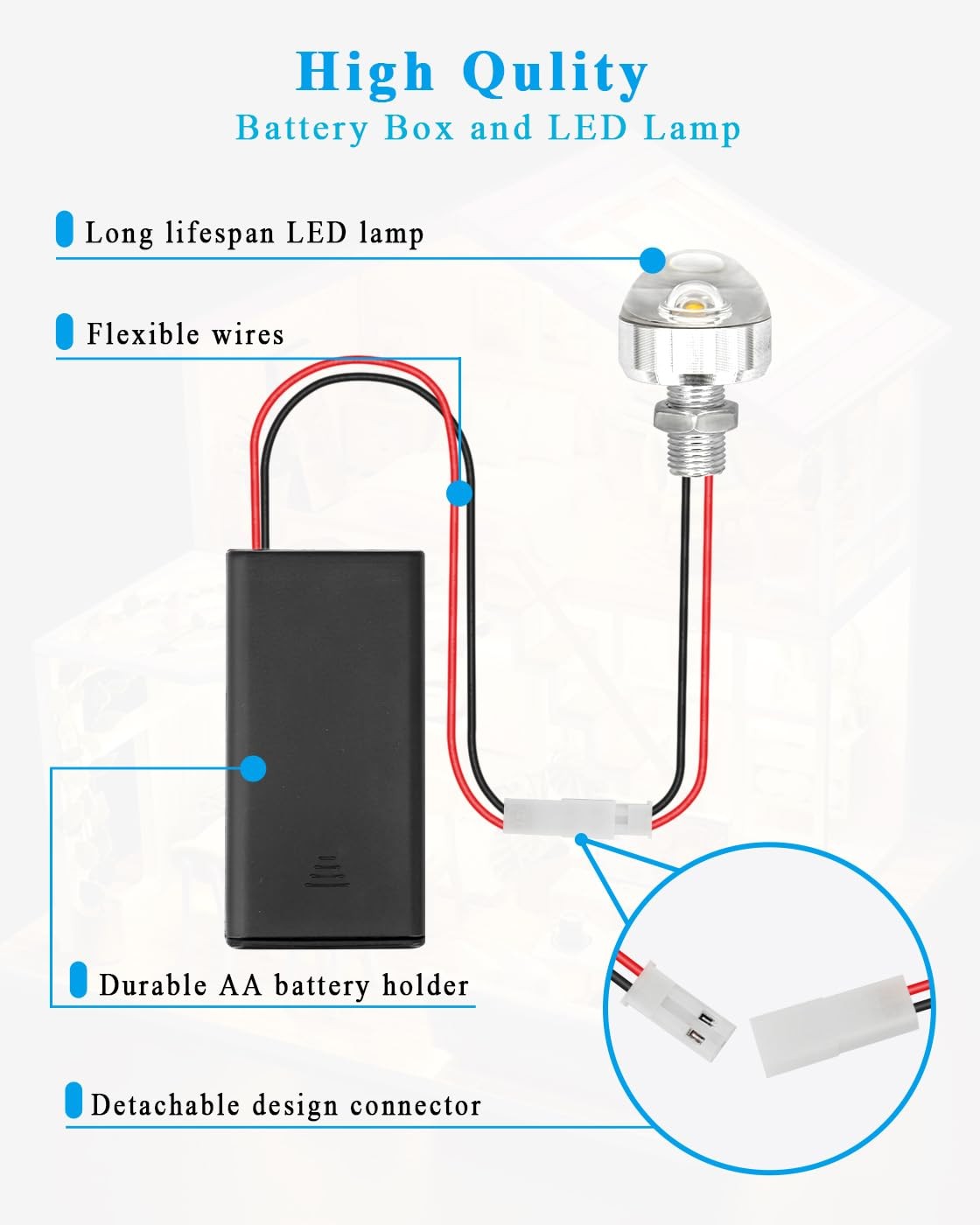 "AA Battery Box with LED Lamp & Switch, Mini 3V Light Wiring Kit, 1 Pack"