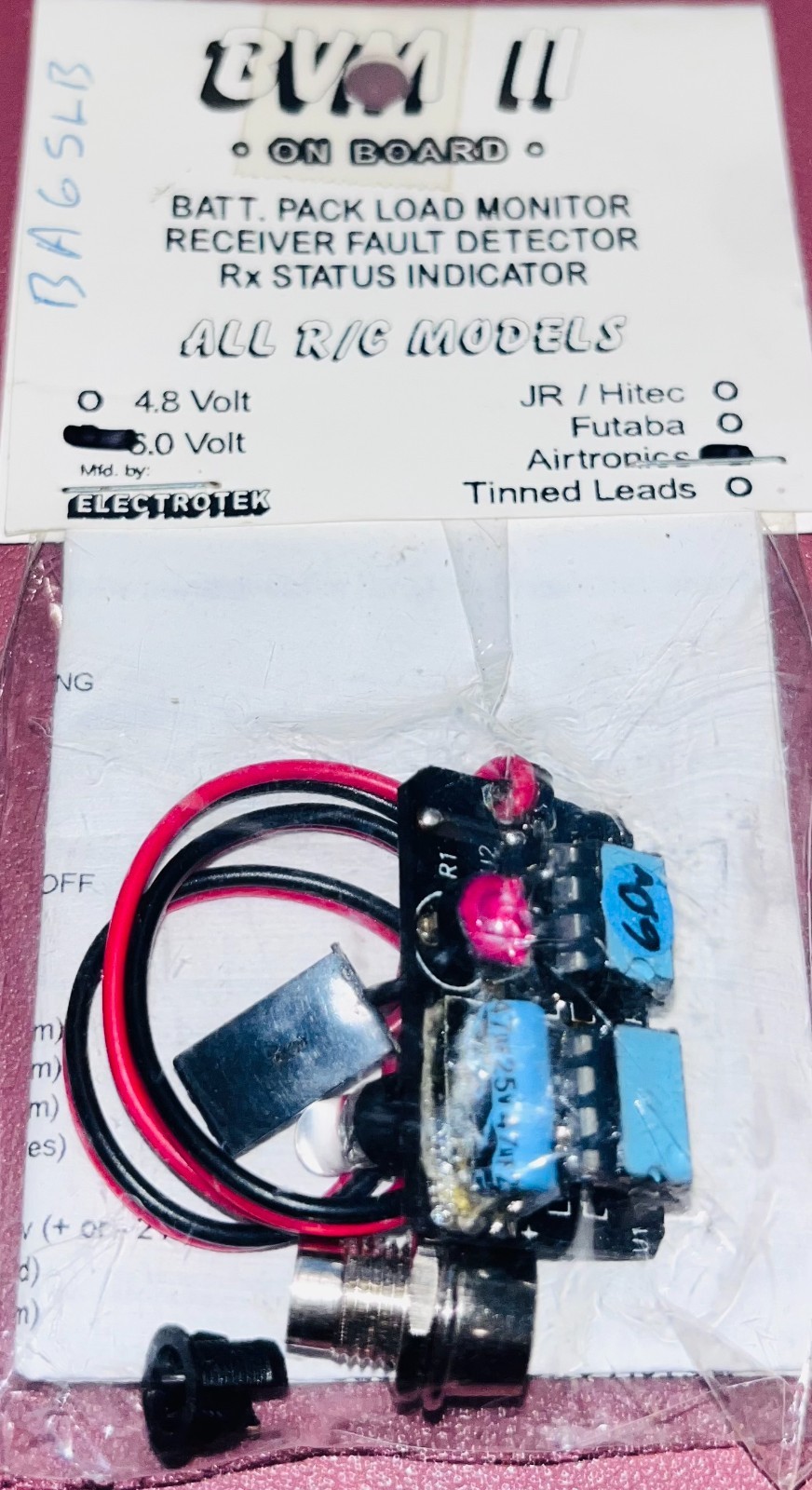VTG BVM II Batt Pack Load Monitor Rx Fault Detector Status Indicat Airtron 4.8V