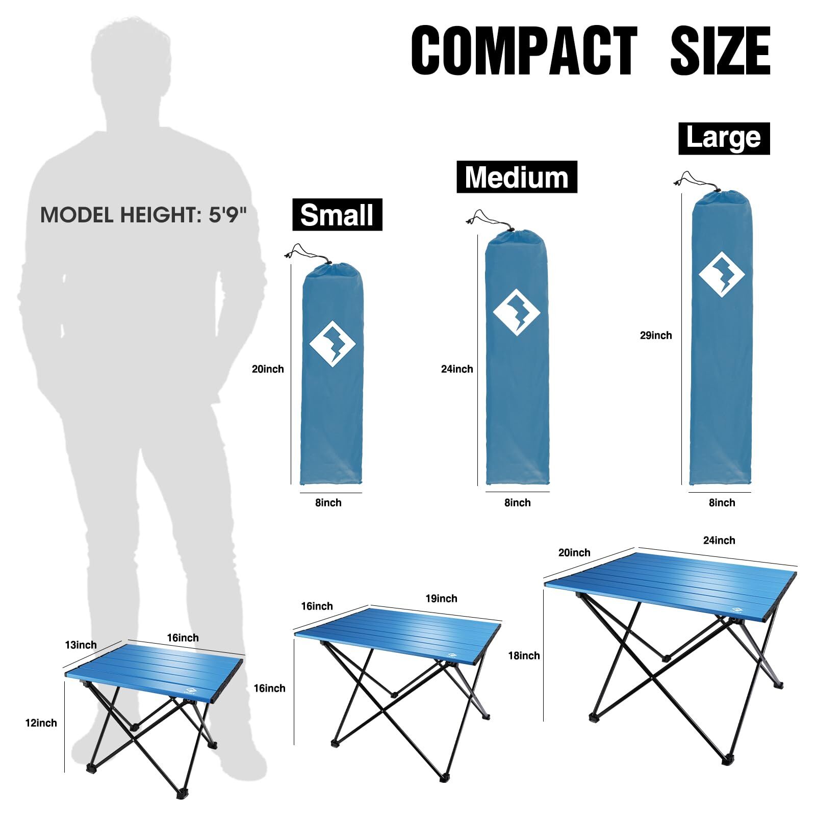 Portable Camping Side Table Ultralight Aluminum Folding Beach Table with Carr...