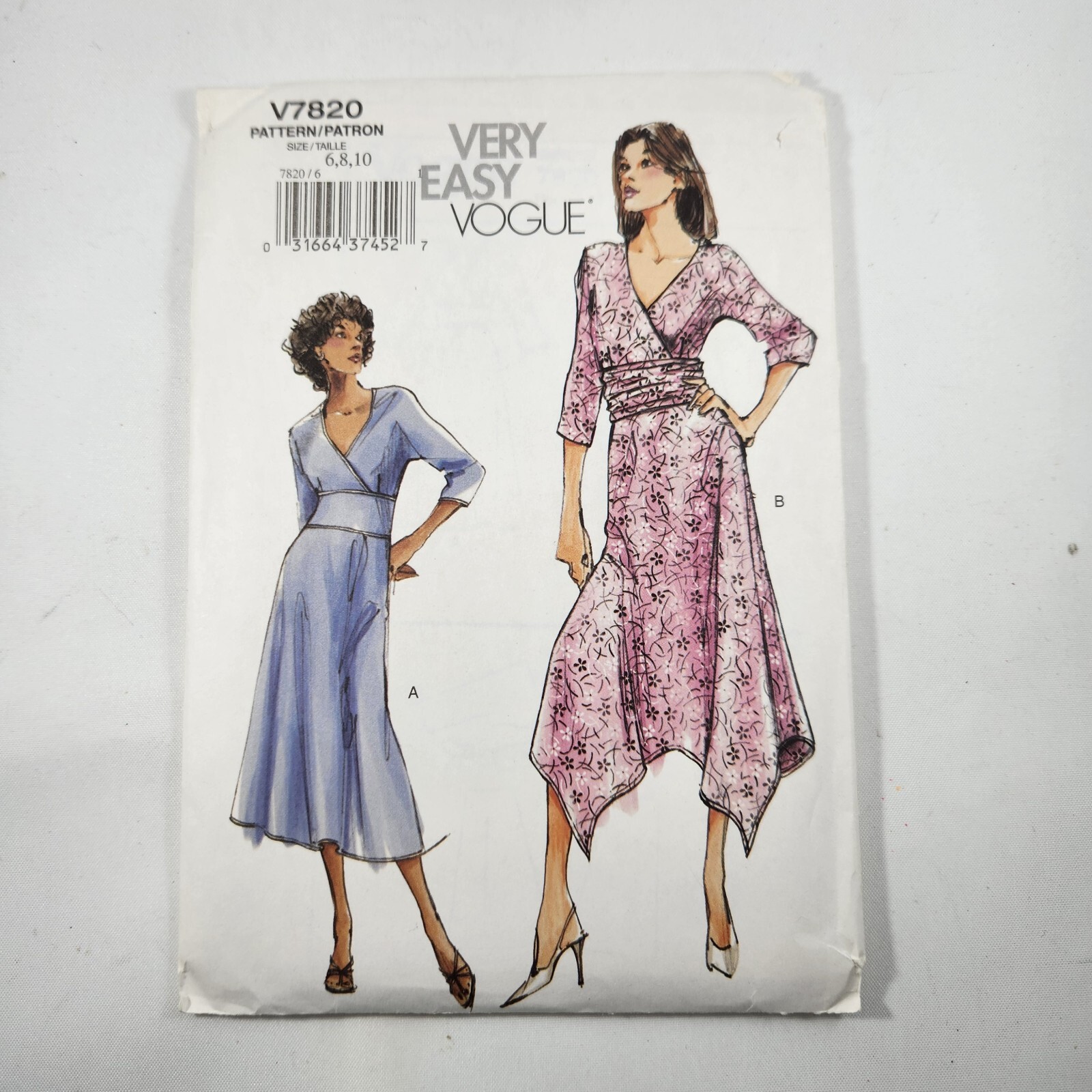 Vogue Pattern V7820 Wrap Dresses Size 6 8 10