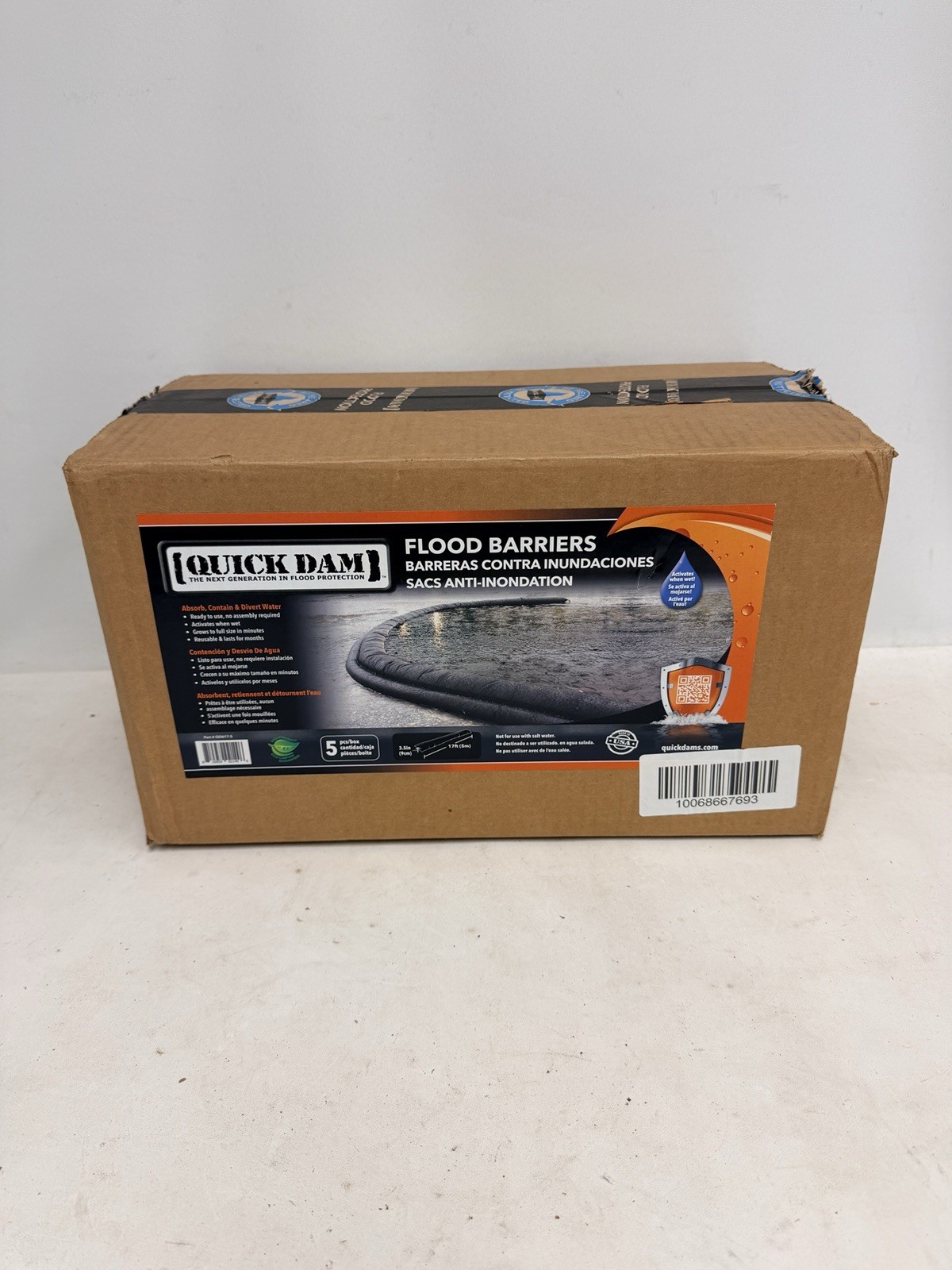 Quick Dam Water Activated 17ft Flood Barriers 5-Pack (QD617-5)