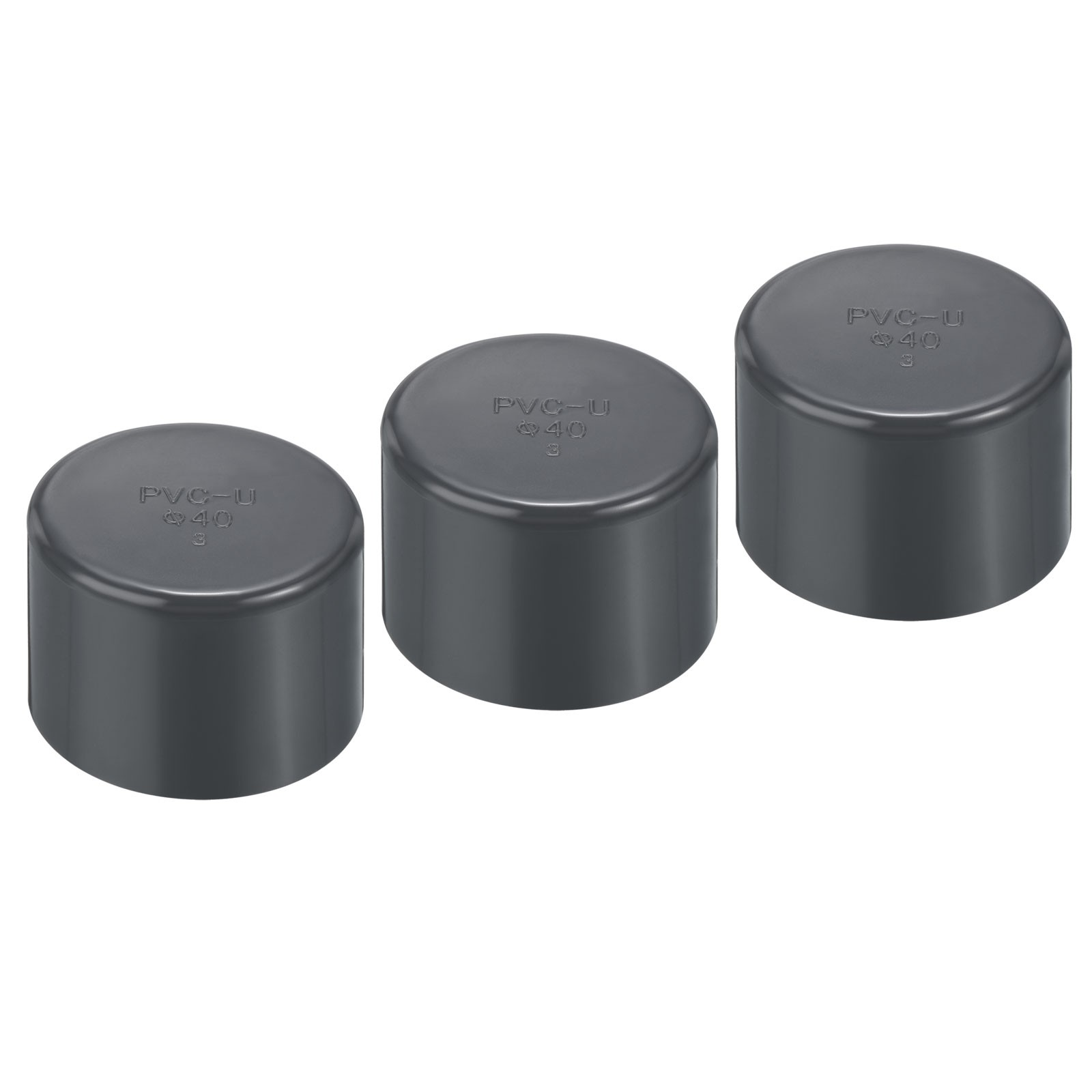 1-1/4" UPVC Pipe End Cap Fitting, 3 Pack Furniture Grade Plug Coupling Grey
