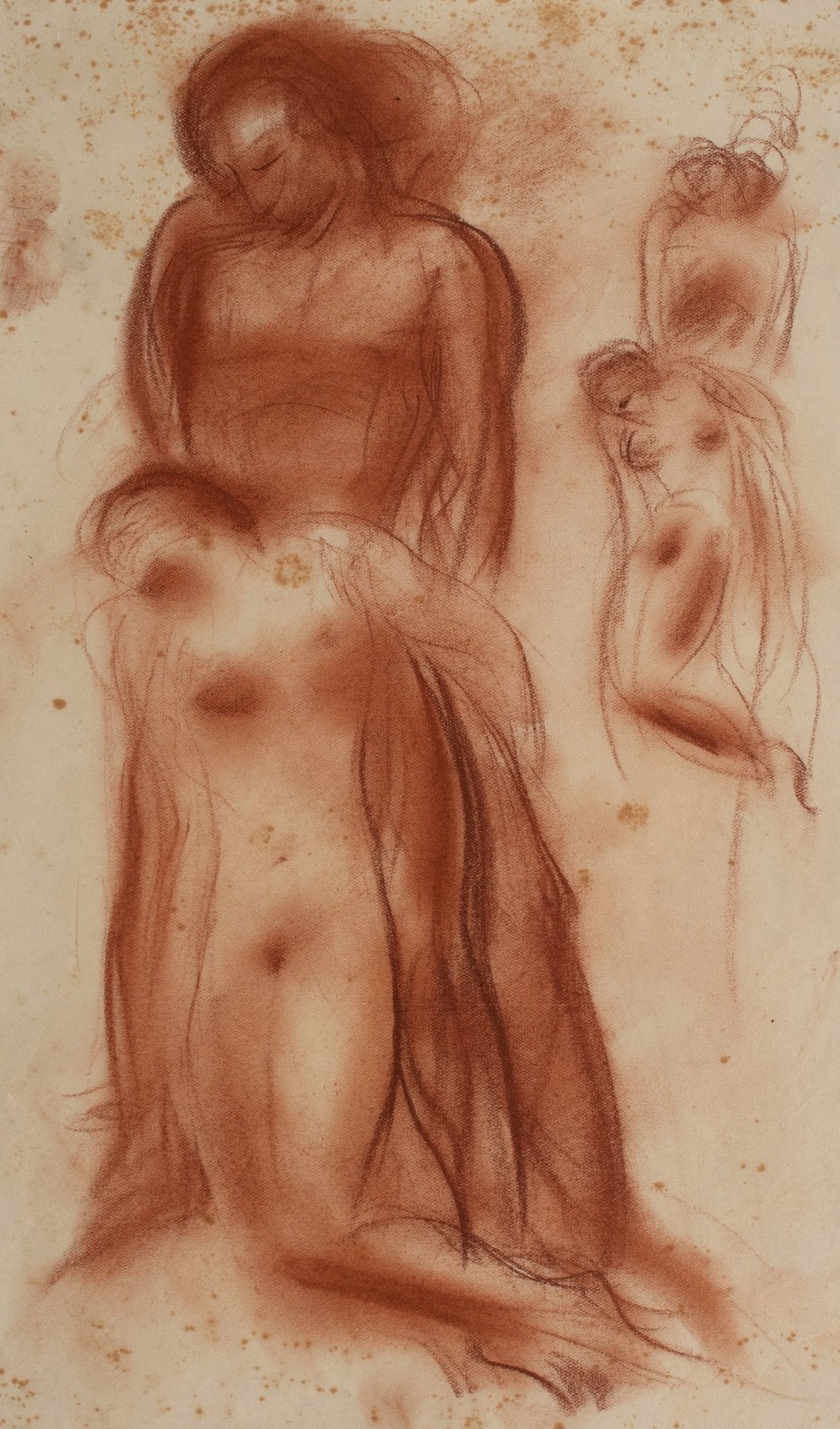Willi Schmid Lovers Couple Drawing Rubella Expressionism Unsigned 1940s