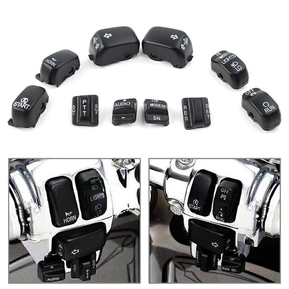 Hand Control Switch Cover Housing Button Cap Set Black Fit Harley Touring 96-13
