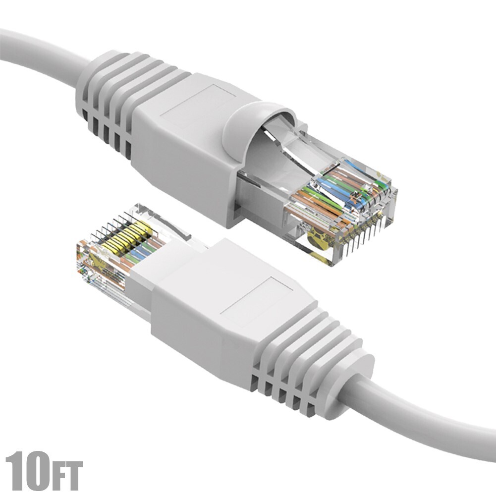 10FT Cat6A RJ45 Network LAN Ethernet Cable UTP Copper Wire Gold 24AWG White