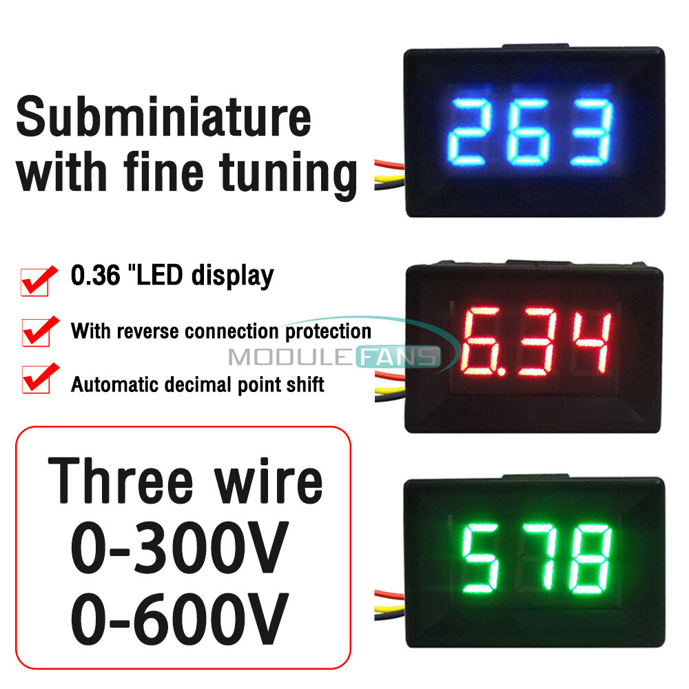 0.56'' 0.36'' DC0-300V 0-600V Digital LED display Voltmeter Voltage Meter Tester