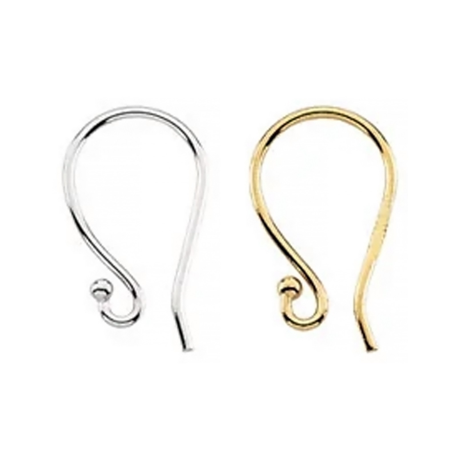 14K Gold & Silver Earring Top with Ball End 14.5x7.8 mm French Wire 2 pcs