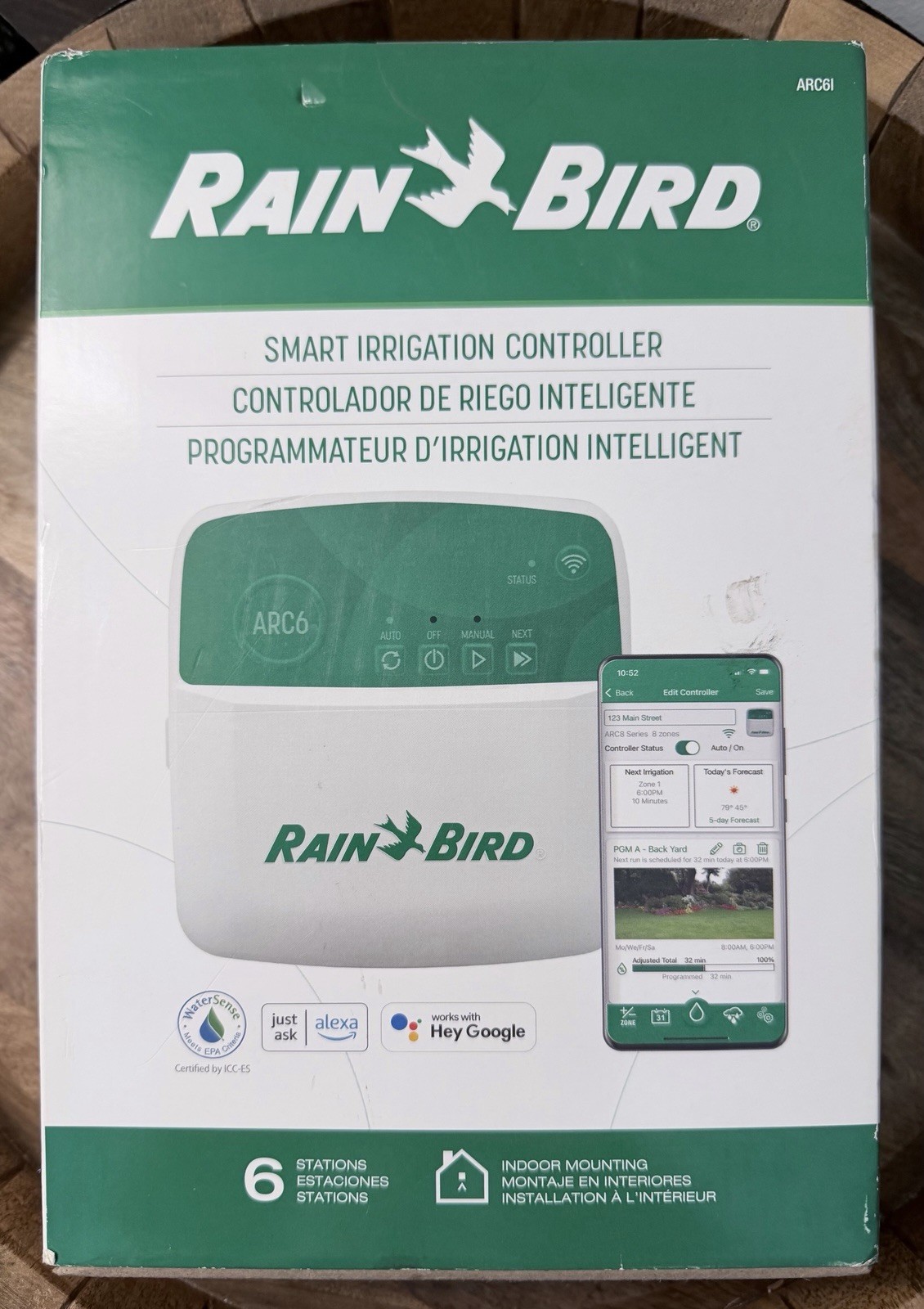 Rain Bird ARC6 Smart Irrigation Timer 6-Zone WiFi Controller Indoor Alexa Ready