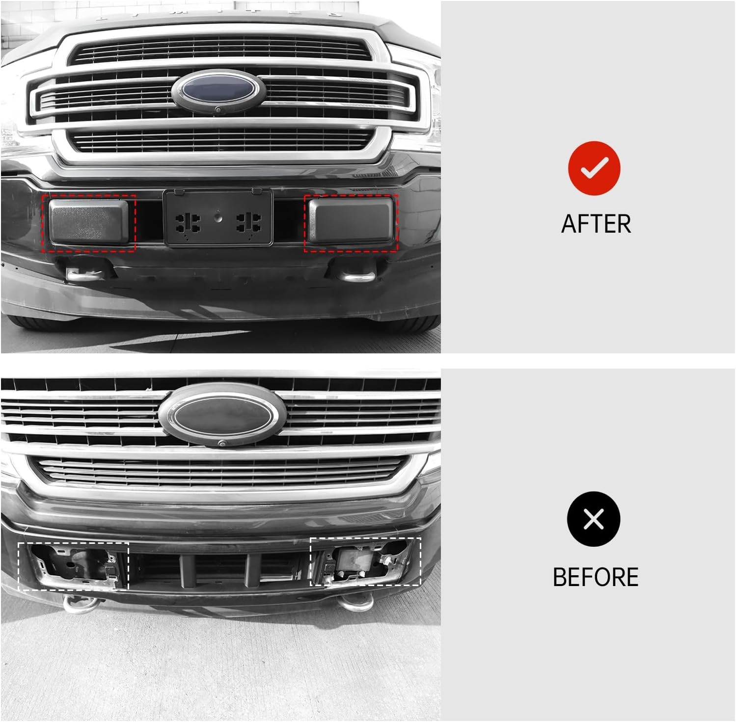2Pcs Front Bumper Guards Pads Inserts Caps End Covers Compatible with Ford F-150
