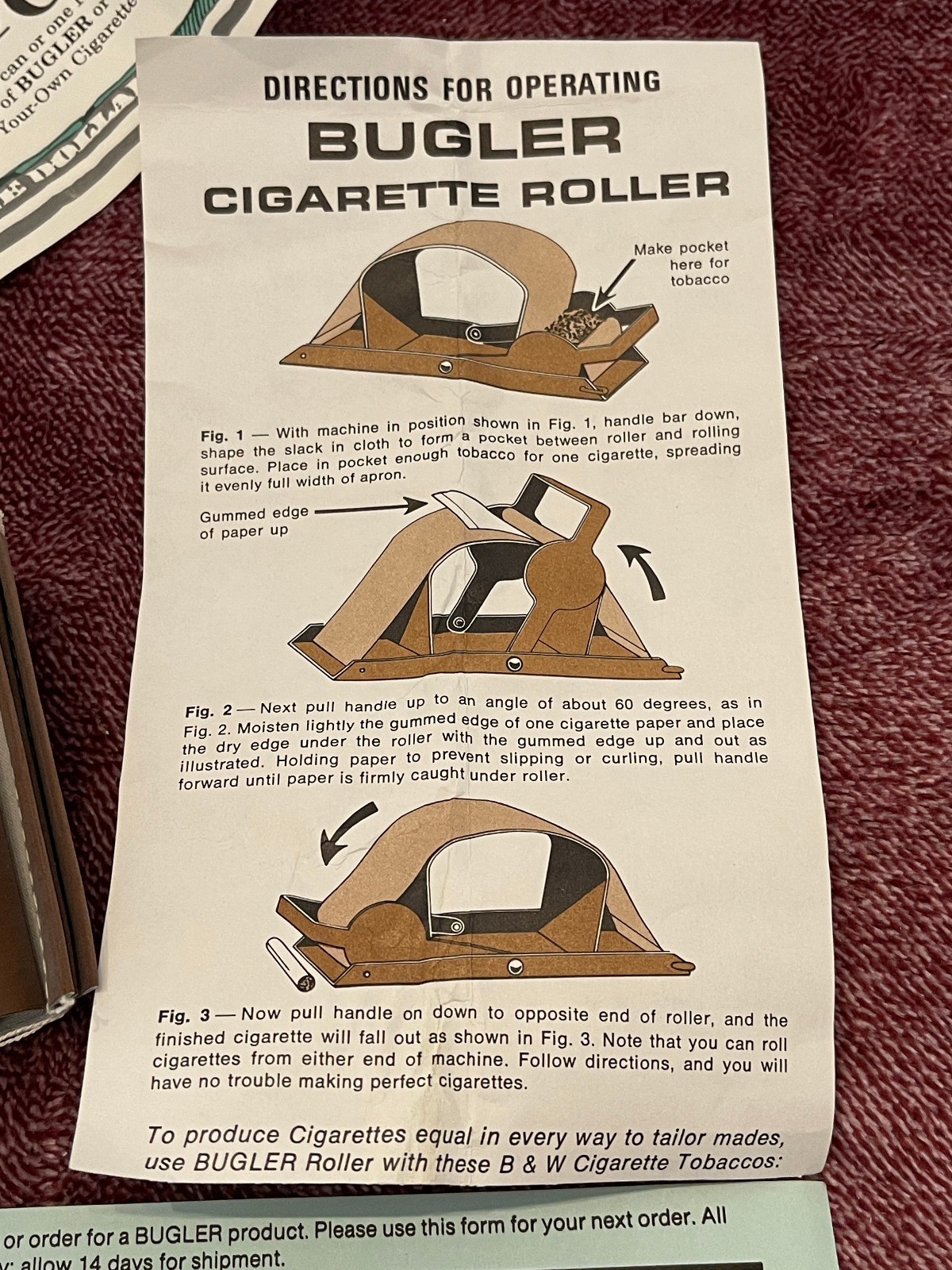 Pre-1960s Brown & Williamson–branded Bugler Cigarette Rolling Machine NEW!