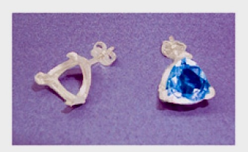 Two Trillion V-Prong Sterling Silver Pre-Notched Earring Settings (4x4-12x12mm)
