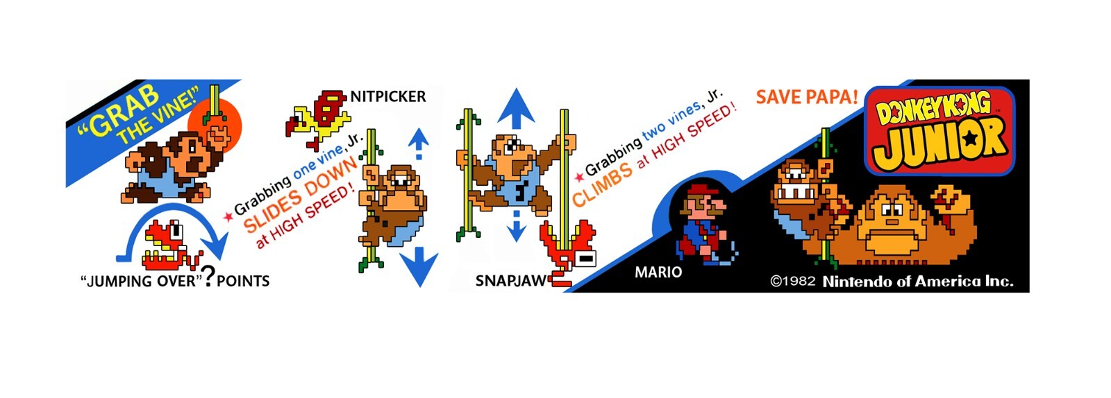 Donkey Kong jr Arcade Instructions Card Sticker Decal