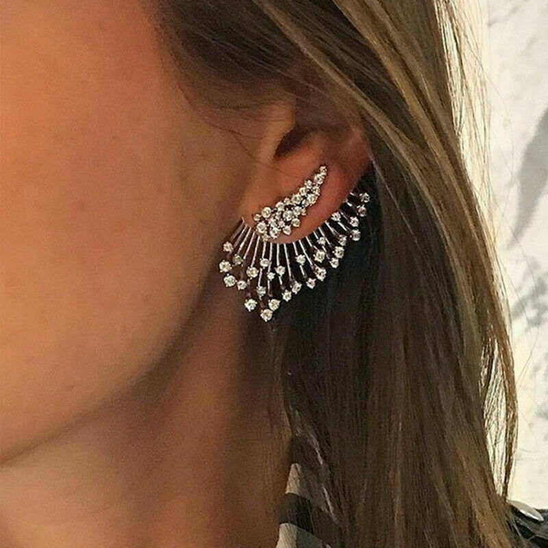 Gorgeous Silver Plated Stud Earring for Women White Sapphire Jewelry Simulated