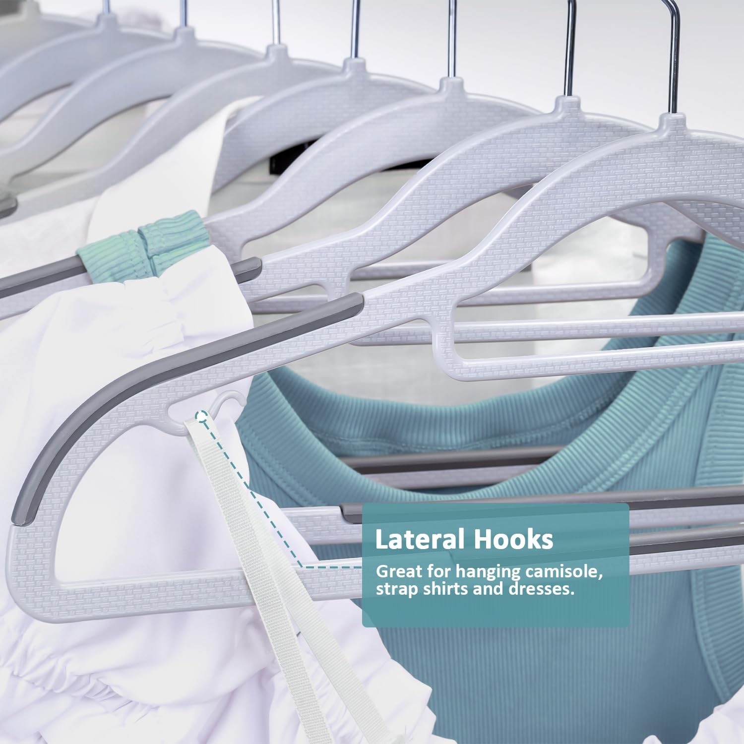 Coat Hangers 30 Pack Light Dark Gray Plastic Non Slip 360 Swivel Hook Slim