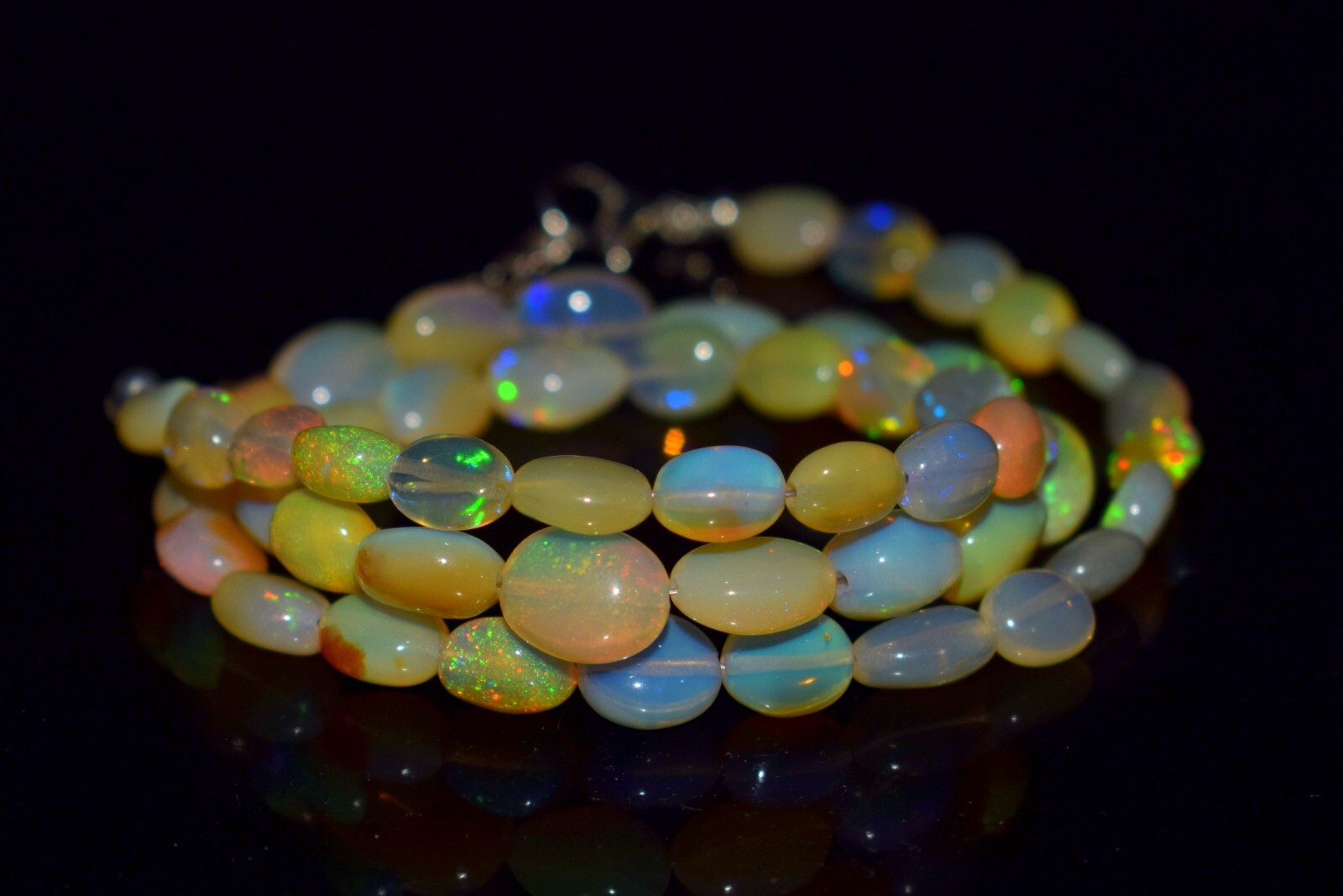 7x12mm Natural Ethiopian Opal Nuggets Fire Loose Gemstone Beads Strand 16"