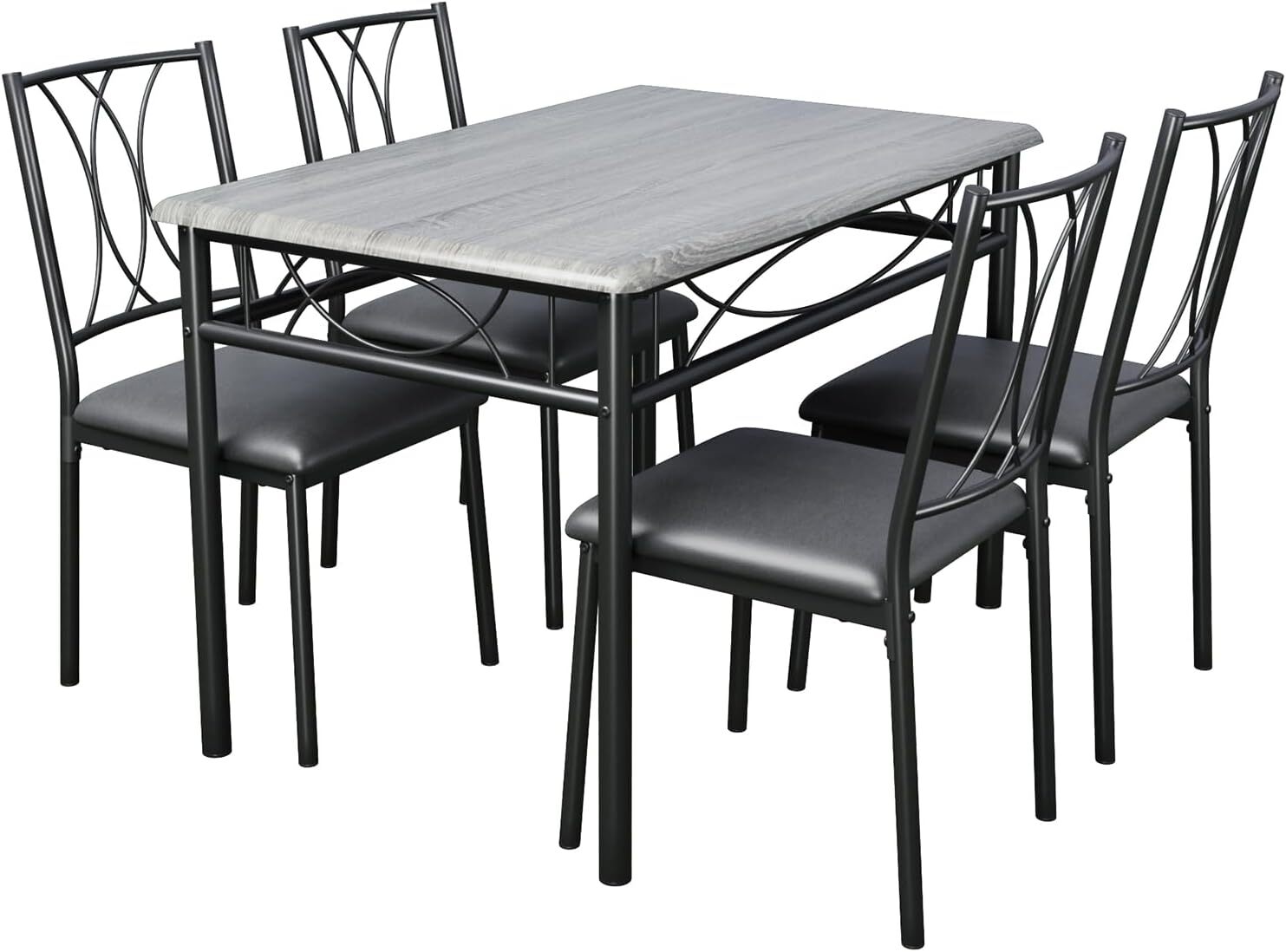 5 Piece Dining Table Set for 4, Kitchen Table with 4 Upholstered Chairs Dinette