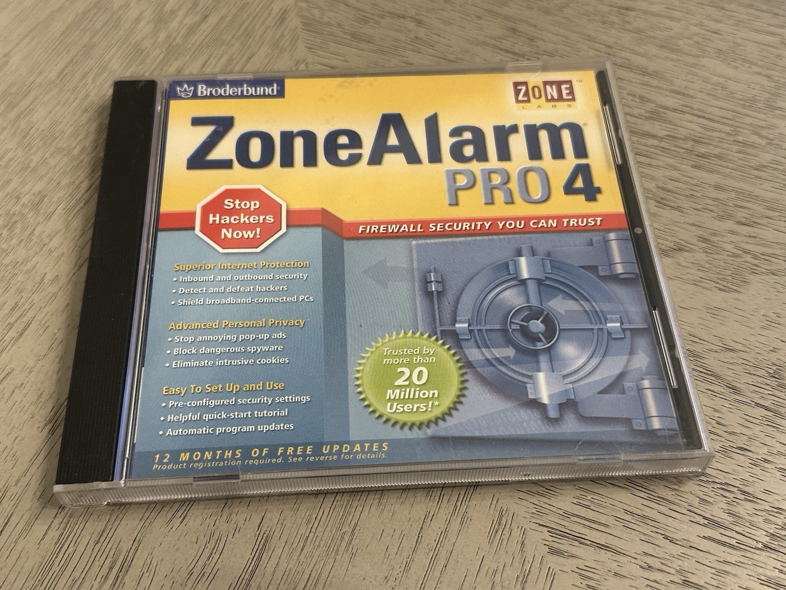 Borderbund ZoneAlarm Pro 4 Firewall Zone Labs CD ROM for Windows PC