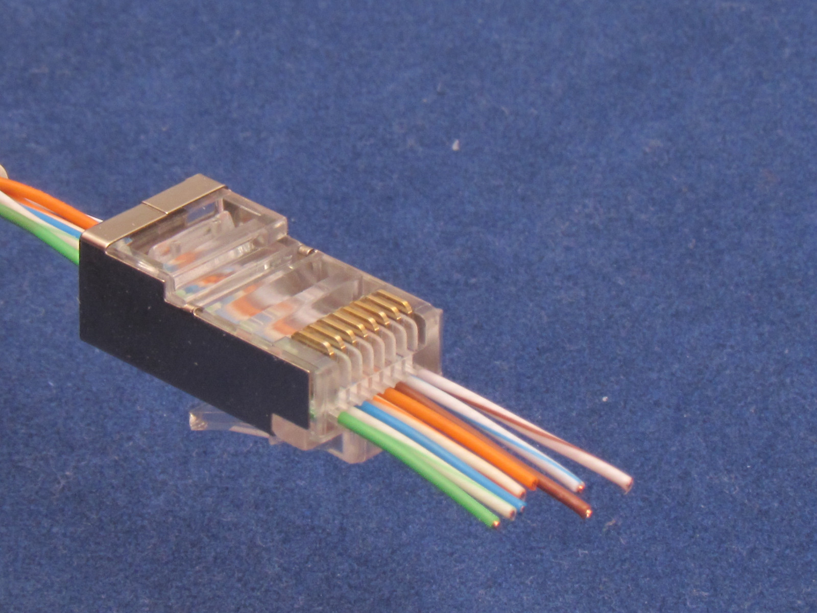 10 Pcs RJ45 Network Shielded Modular Plug CAT5e 8P8C Connector End Pass Through