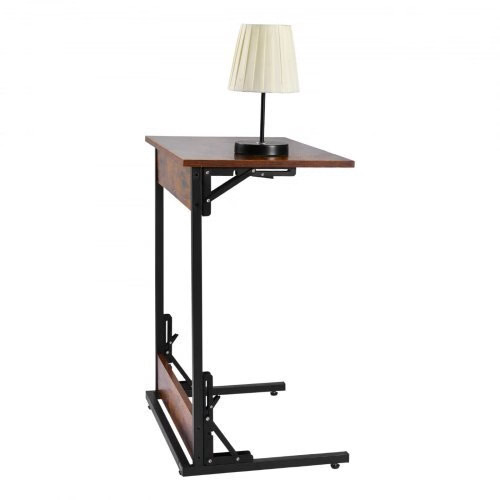C Table, Folding C Shaped End Table with Metal Frame & Adjustable Feet, Foldabl
