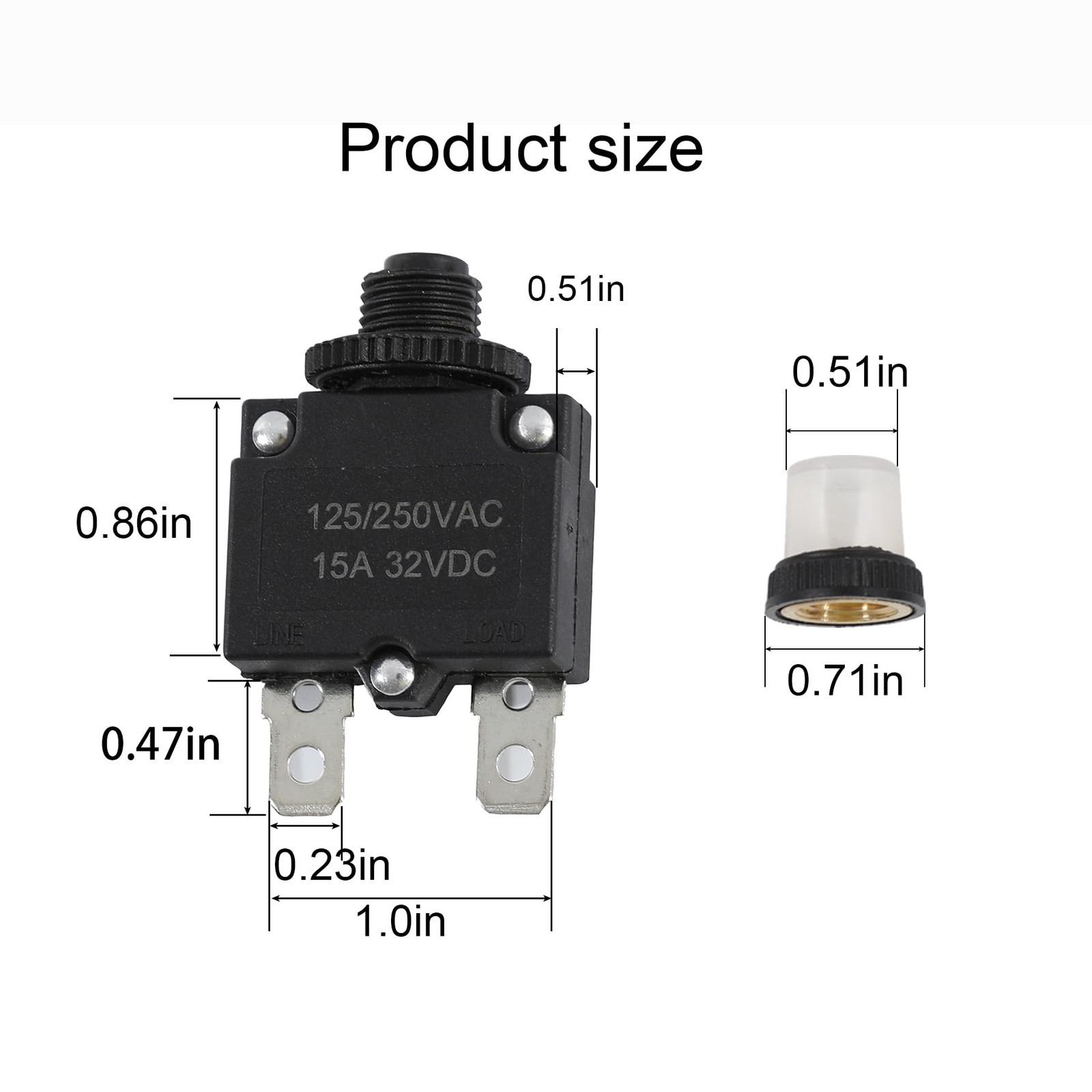 5pcs Push Button Reset 5 Amp Circuit Breakers with Manual Reset 32VDCAC125-25...