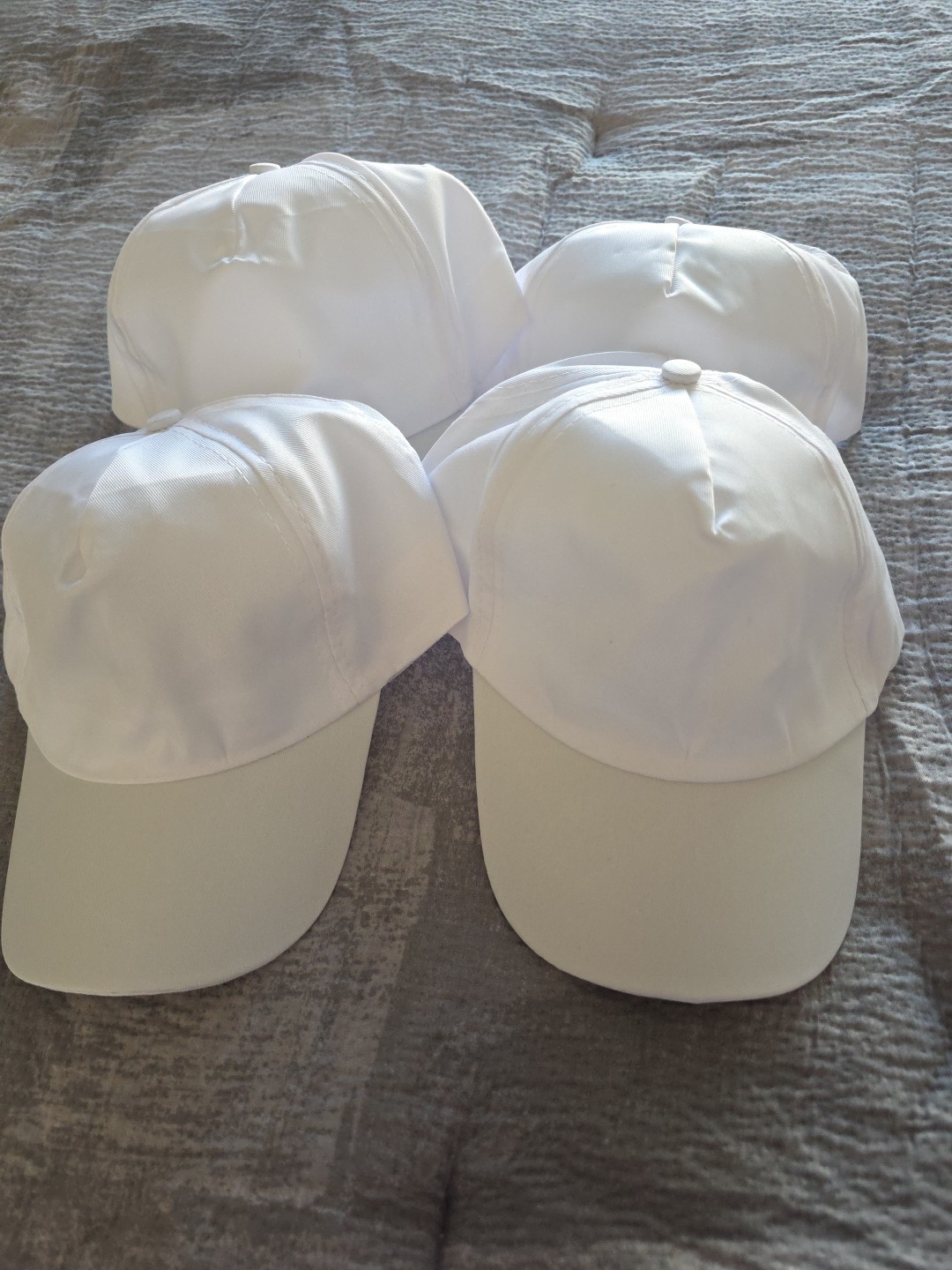 4 Solid White Kids Snapback Hats. Great For Fashion Decor