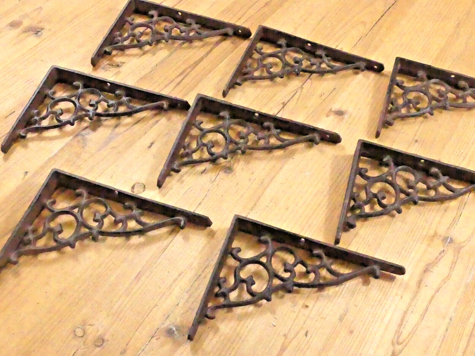 8 Antique Style Shelf Brace Wall Bracket Cast Iron Brackets Vine Garden Corbels
