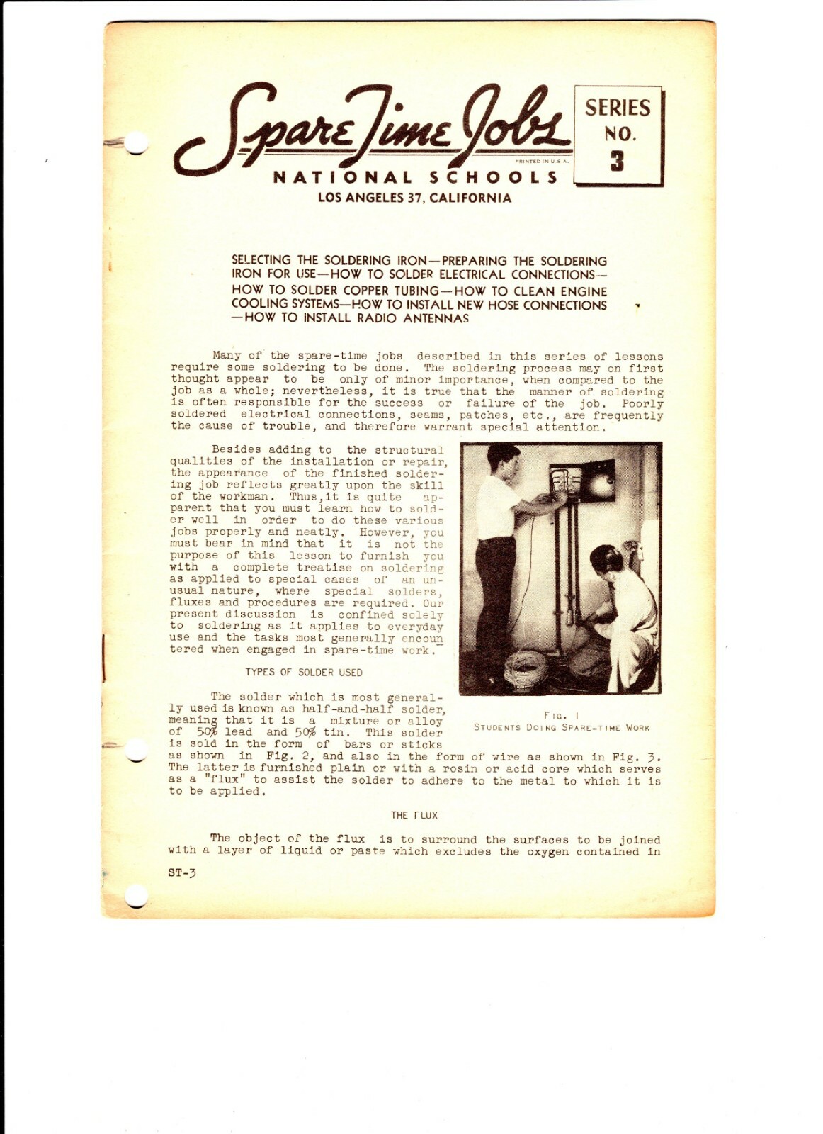 Original Spare Time Jobs Series No. 3 Special Lessons National Schools LA