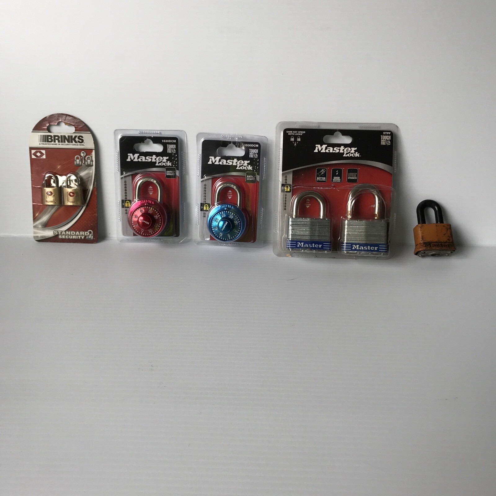 Lot- Master Lock combination & 2-Brinks Padlocks & Used padlocks/keys Missing