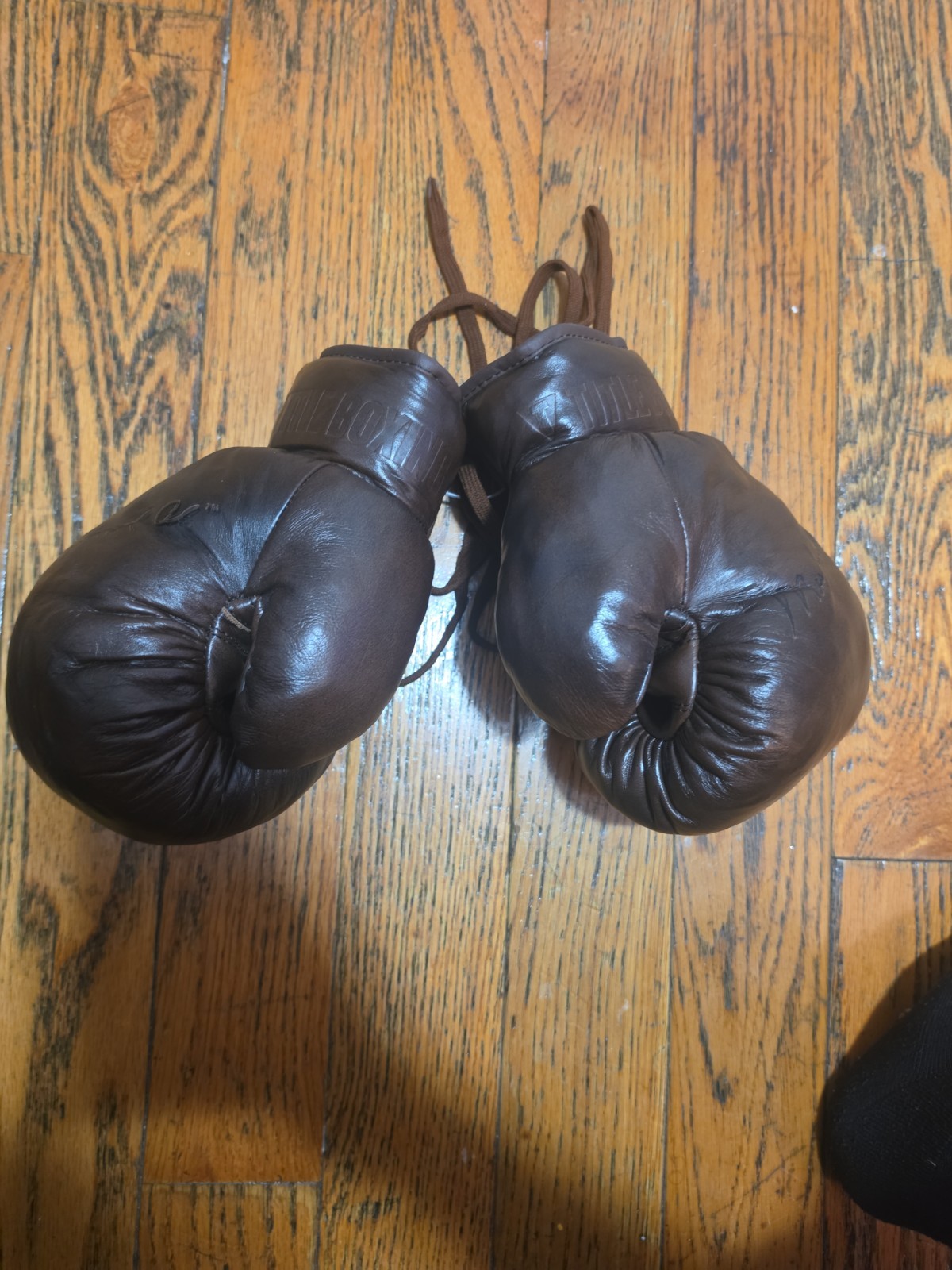 Title Boxing Muhammad Ali Brown Leather Boxing Gloves Printed Signature Pair