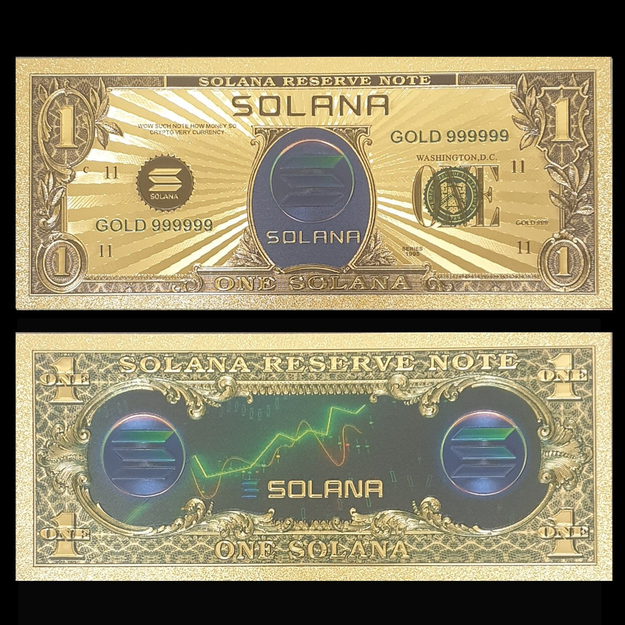 Solana Commemorative Gold Foil Reserve Note  - Cryptocurrency SOL Ledger New