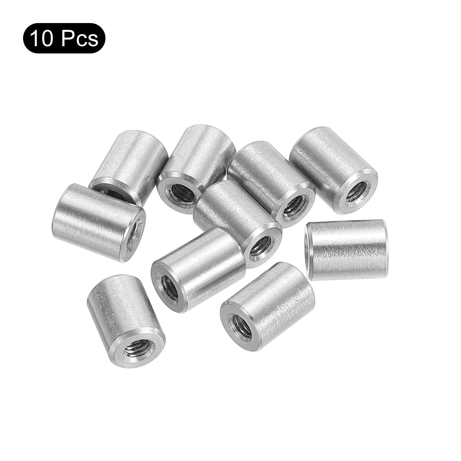 10Pcs Round Connector Nuts, M3x8x6mm Coupling Nut Sleeve Rod Bar Stud Nut
