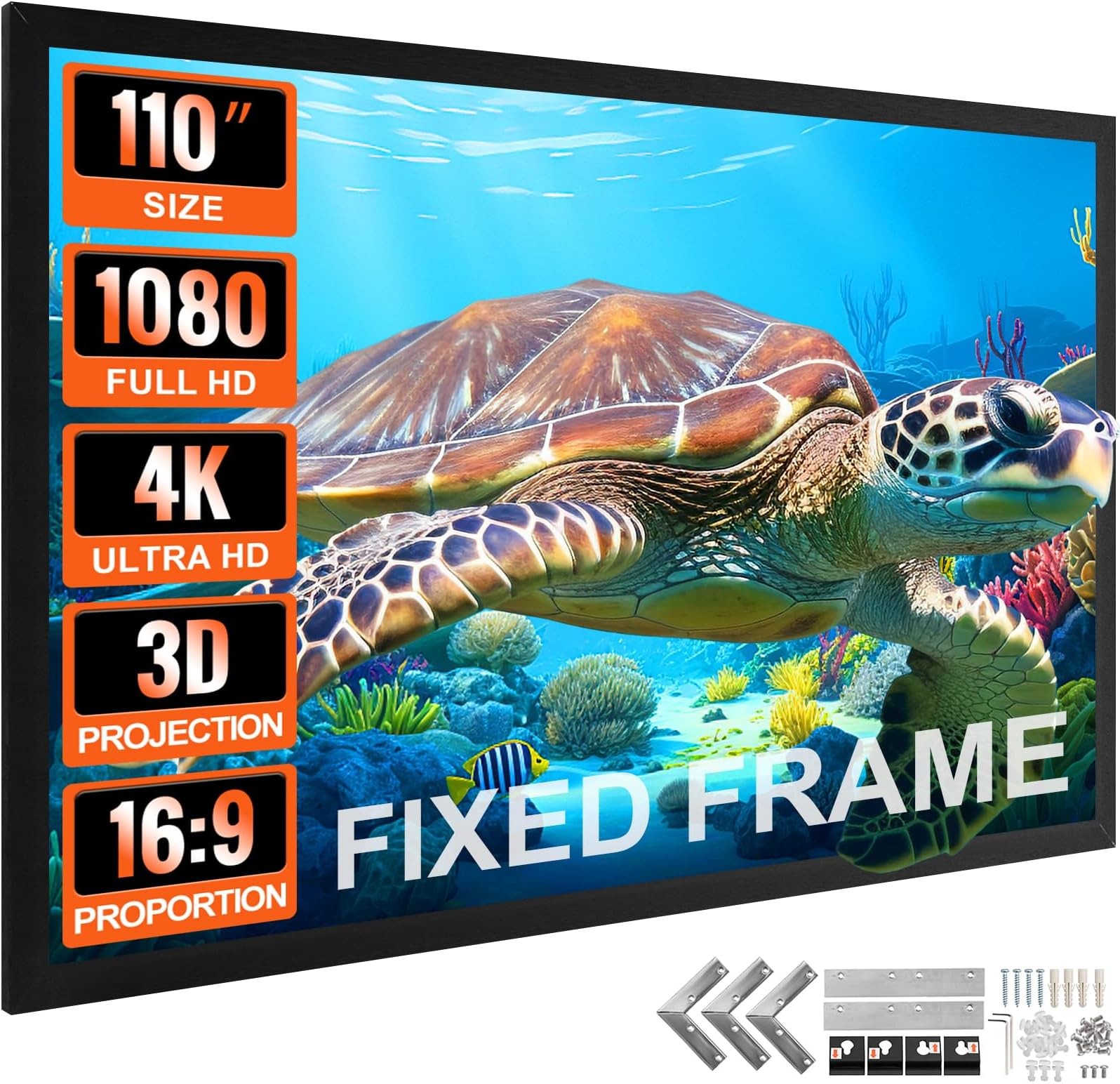 VEVOR Projector Screen 110inch Outdoor Projector Screen 16:9 Movie Screen Fix...