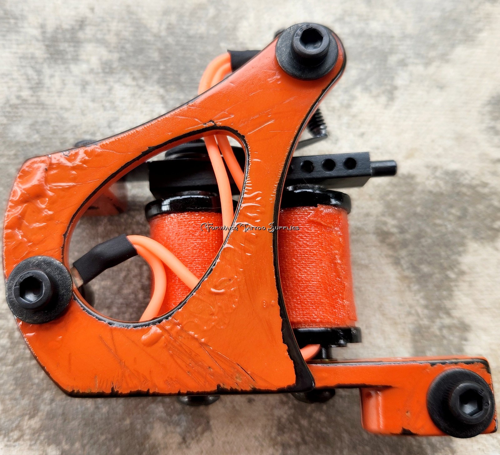 Orange Black Distressed Jensen Liner Tattoo Machine Neon Handmade 153 cps USA