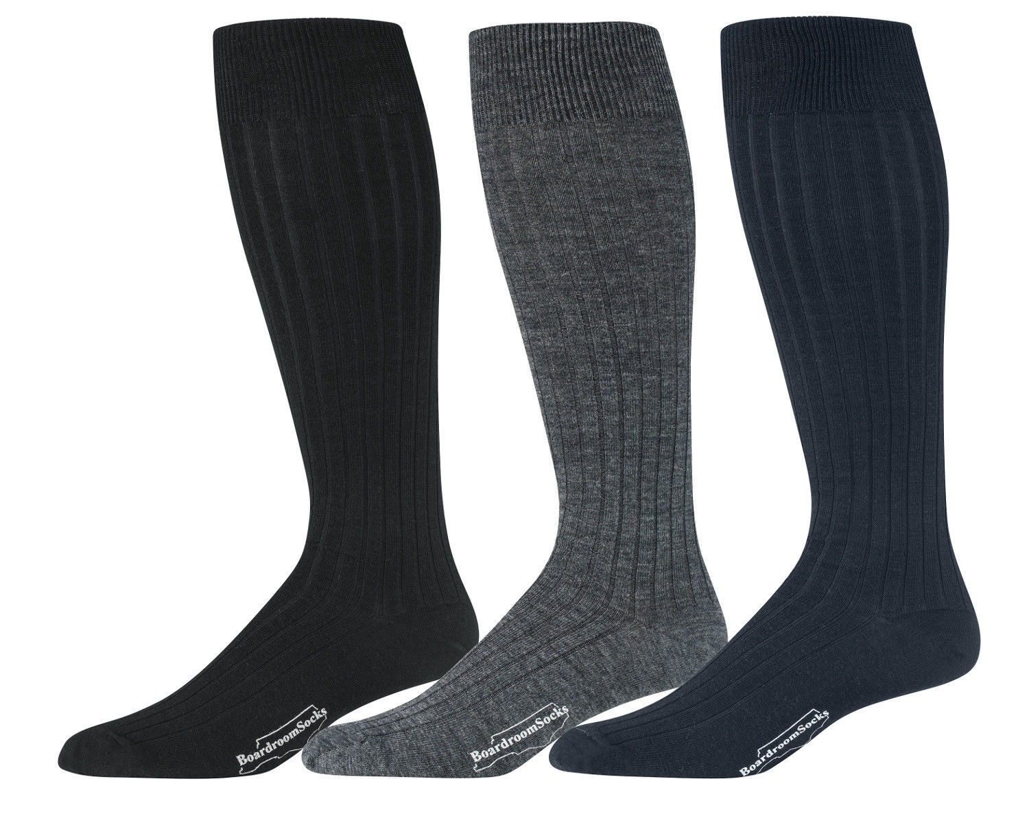 Men's Over the Calf Dress Socks, Merino Wool Knee High Ribbed Socks