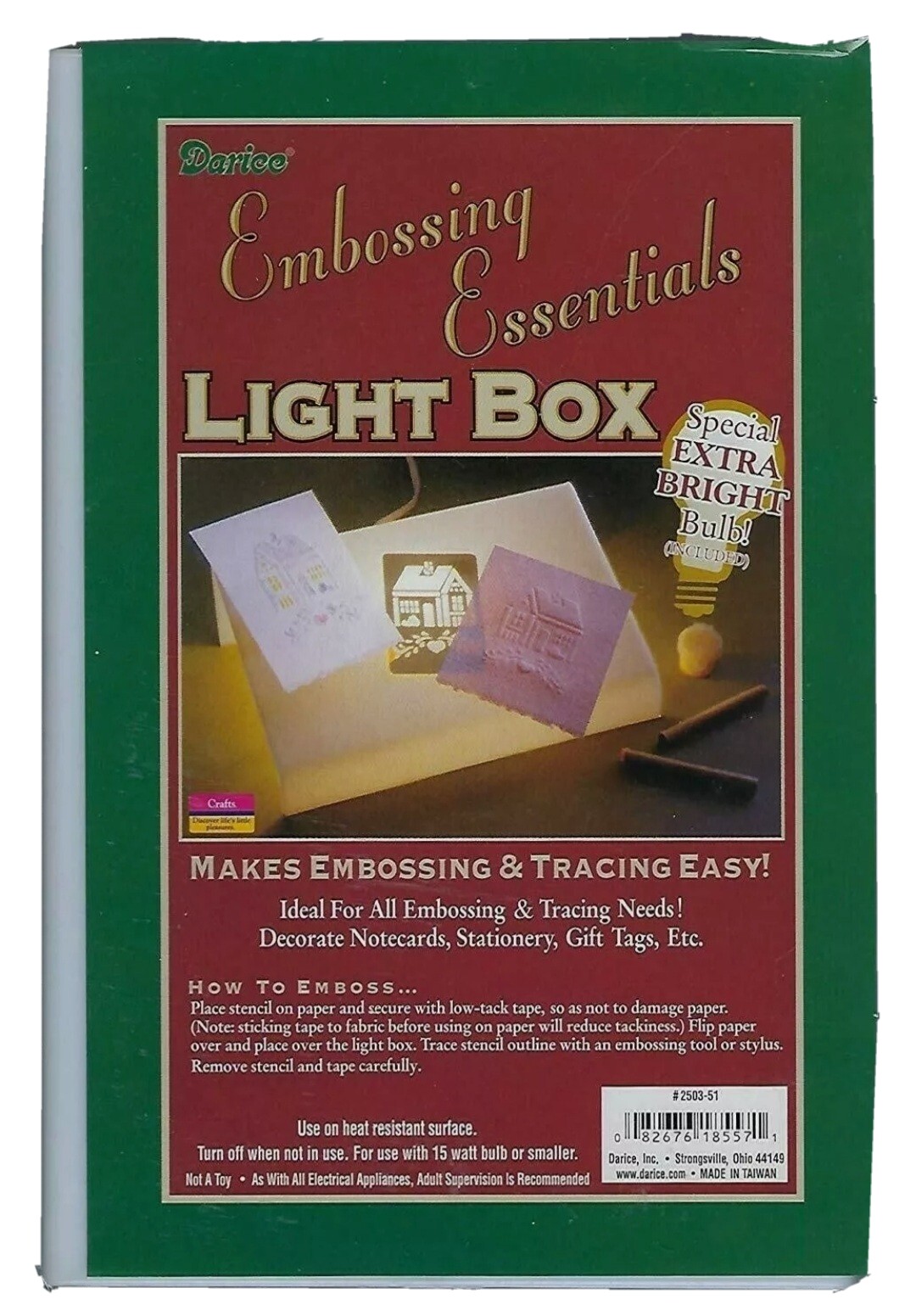 NEW Darice Embossing Essentials Light Box Makes Embossing Tracing Easy 6x9