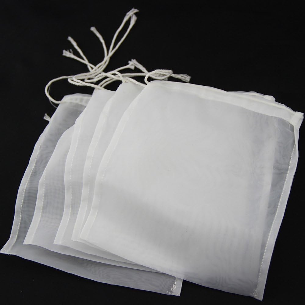 5 Pcs Transparent Nylon Straining Bag, Fine Mesh, Homebrew Beer Wine Cider Dr...