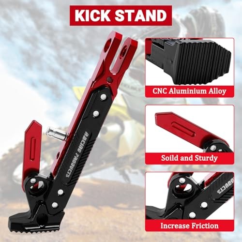 Motorcycle Kickstand Adjustable Tripod Holder Foot Side Stand for red