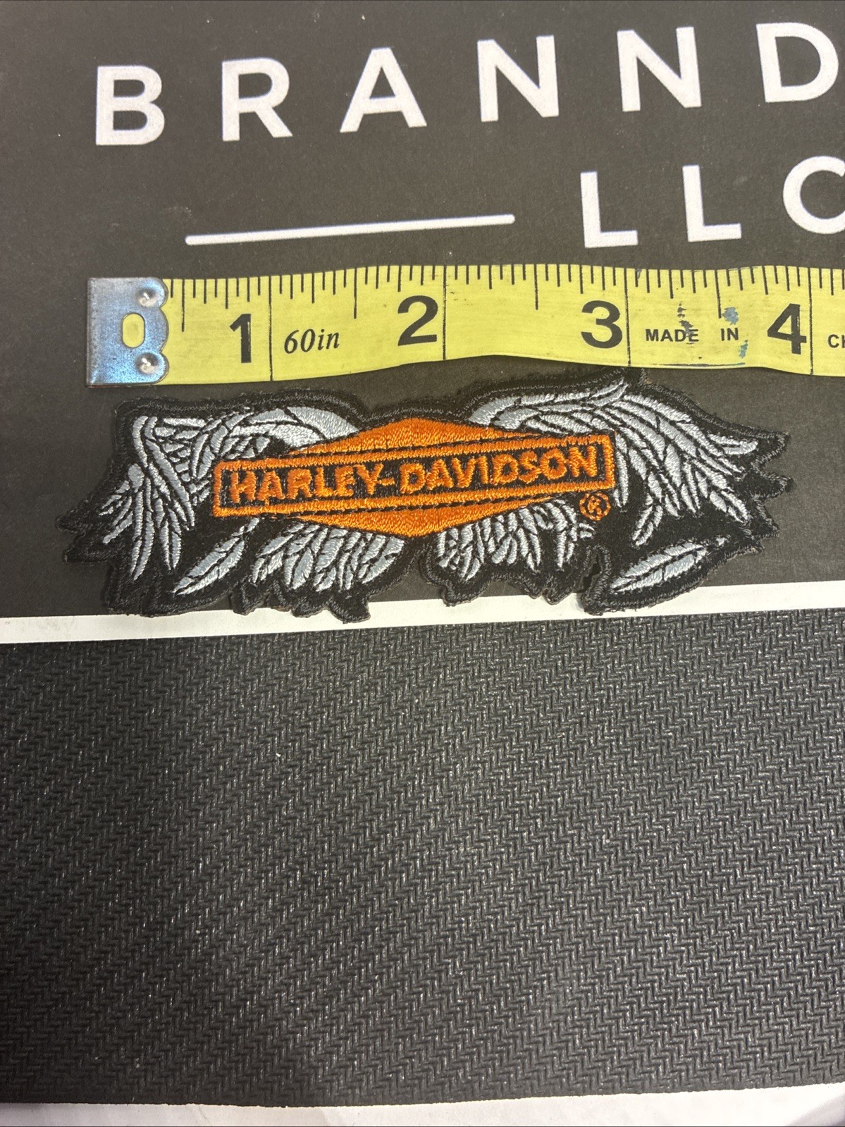 Harley Davidson Black/Orange/White Feather Wing Patch 4in
