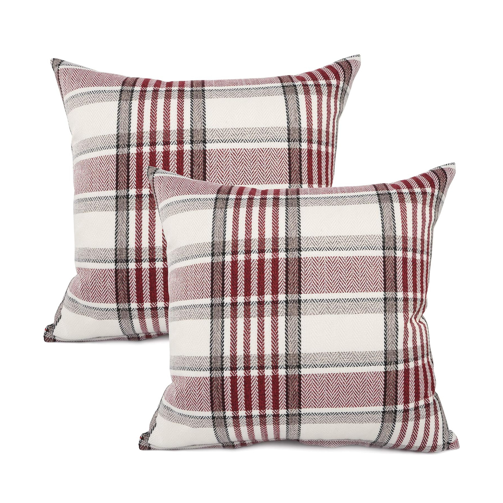 Khaki Stripe Retro Farmhouse Buffalo Tartan Plaid Cotton Linen Throw Pillow Cove