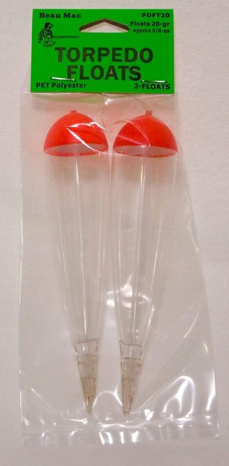 Beau Mac PET Clear Torpedo Slip Floats - 20g, PDFT20