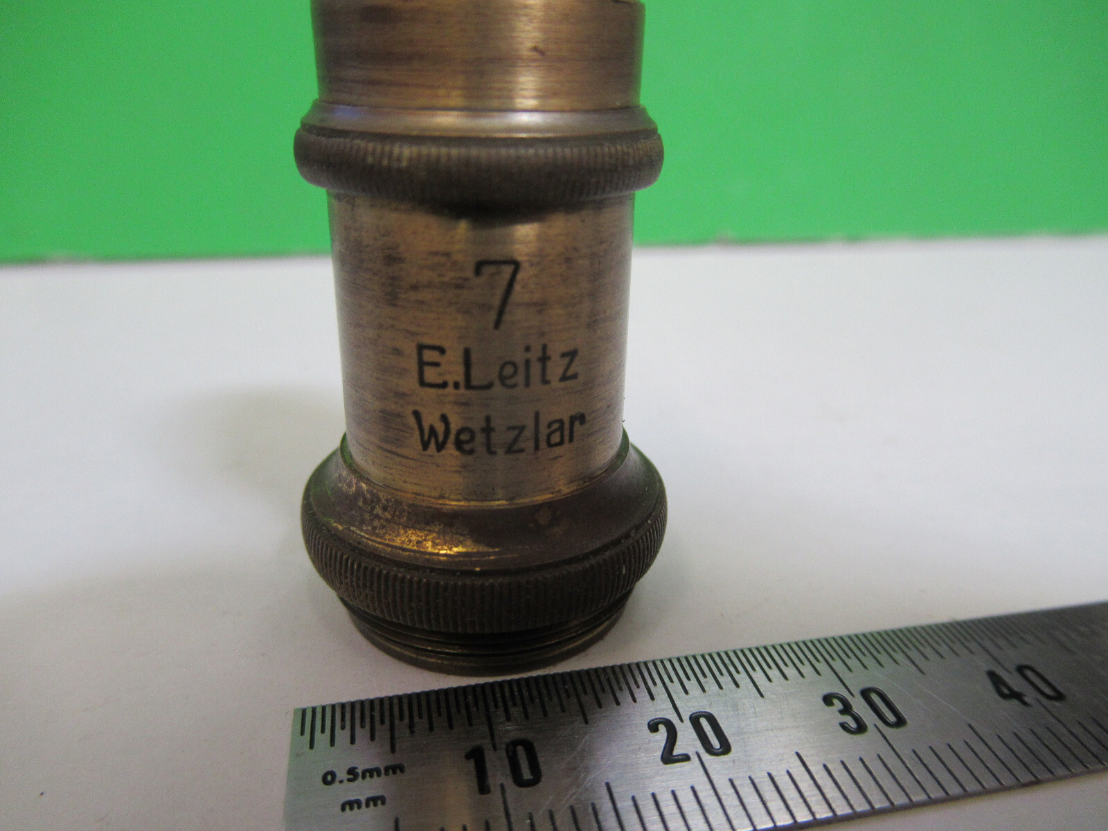 ANTIQUE BRASS ERNST LEITZ "7" OBJECTIVE MICROSCOPE AS PICTURED #H3-A-46