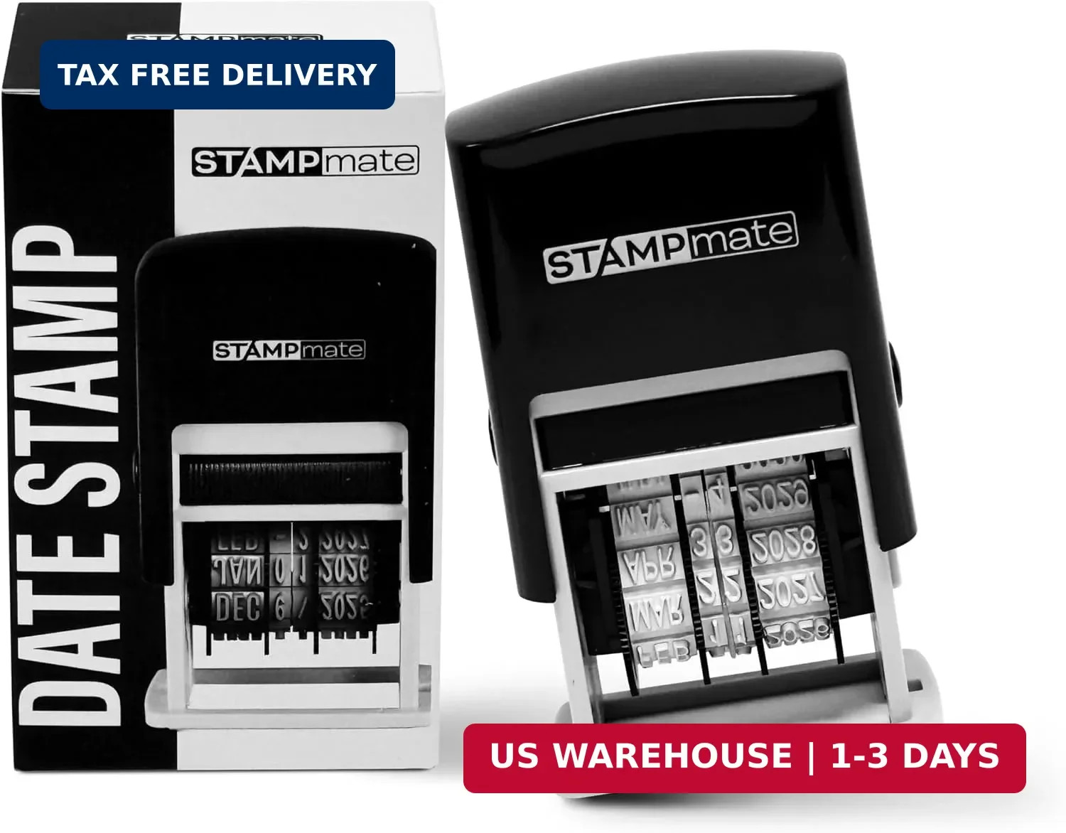 Self-Inking Date Stamp - Adjustable Month, Day, Year - for Office Organization,