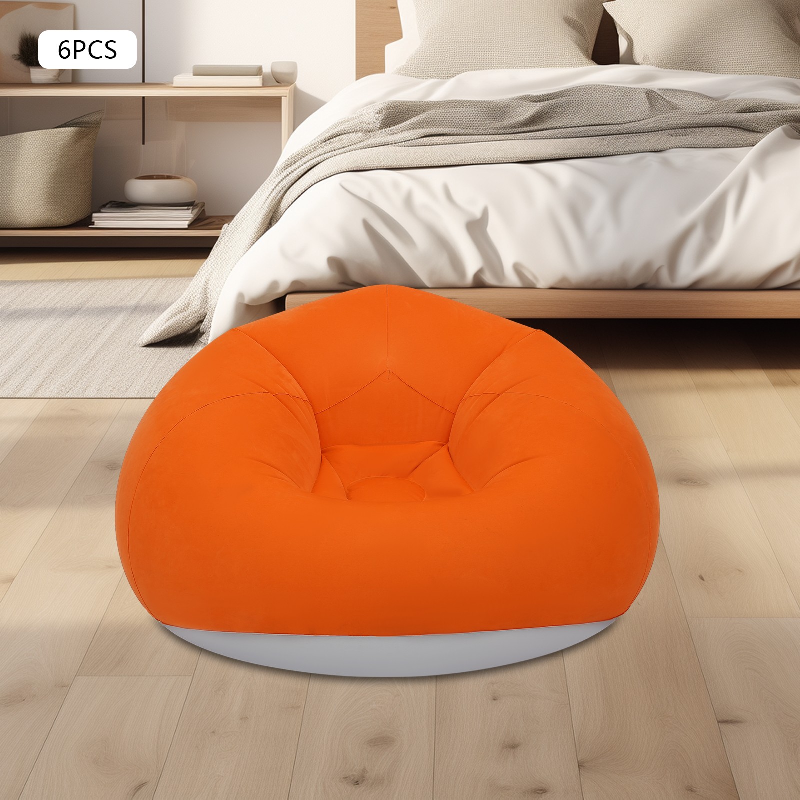 6 Pcs Inflatable Chairs Inflatable Sofa, Portable Inflatable Couch Orange US~
