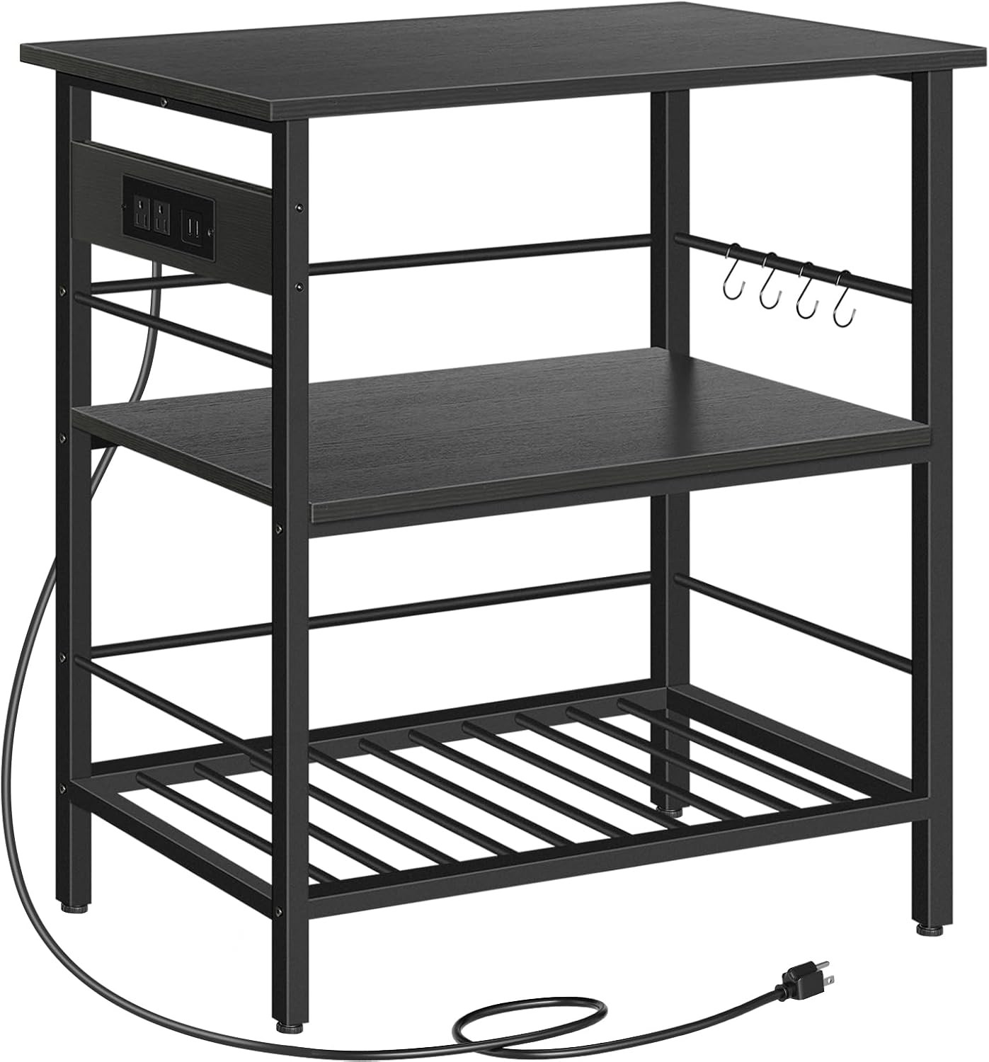 Kitchen Island with Storage, Kitchen Island Table with Power Outlet, 35.4" L 3 T