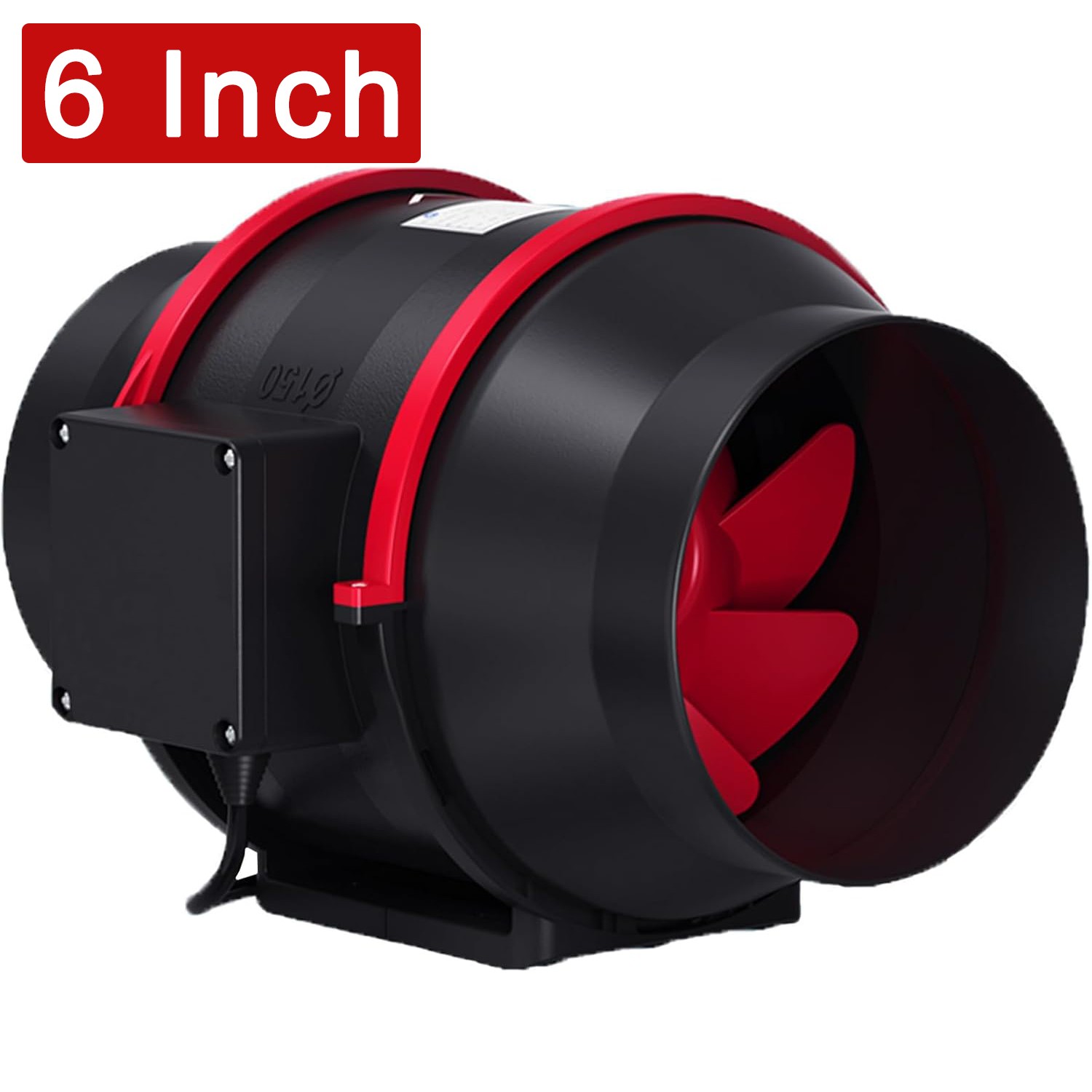 6 Inch Inline Duct Fan with Variable Speed Controller 312 CFM HVAC Exhaust Fan
