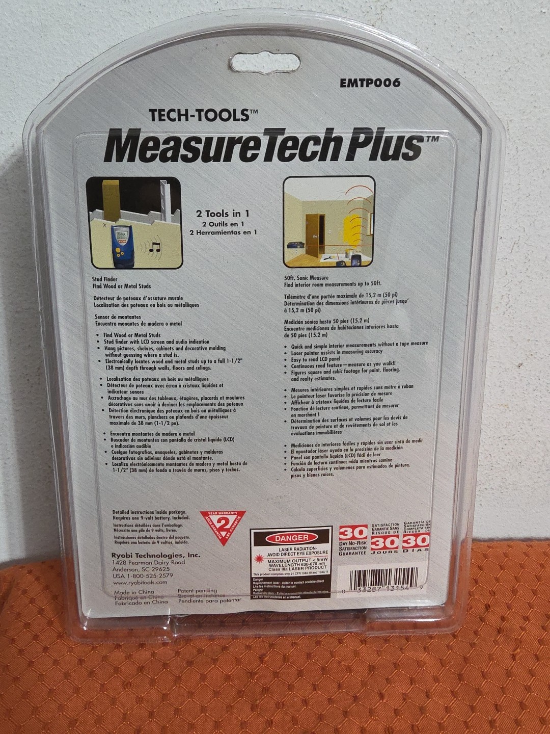 RYOBI EMTP006 Sonic Measure & Stud Finder Measure Tech Plus New