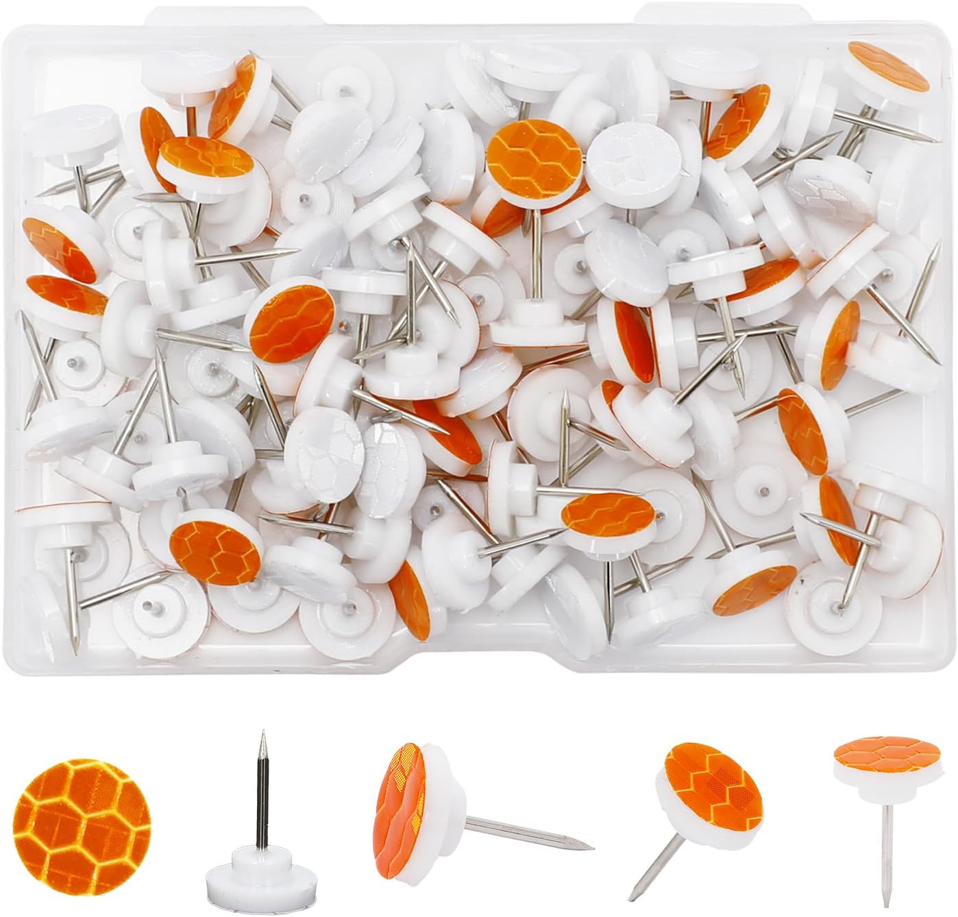 100Pcs Reflective Tacks Trail Marking Tacks Glow Reflective Mark Trail Markers T
