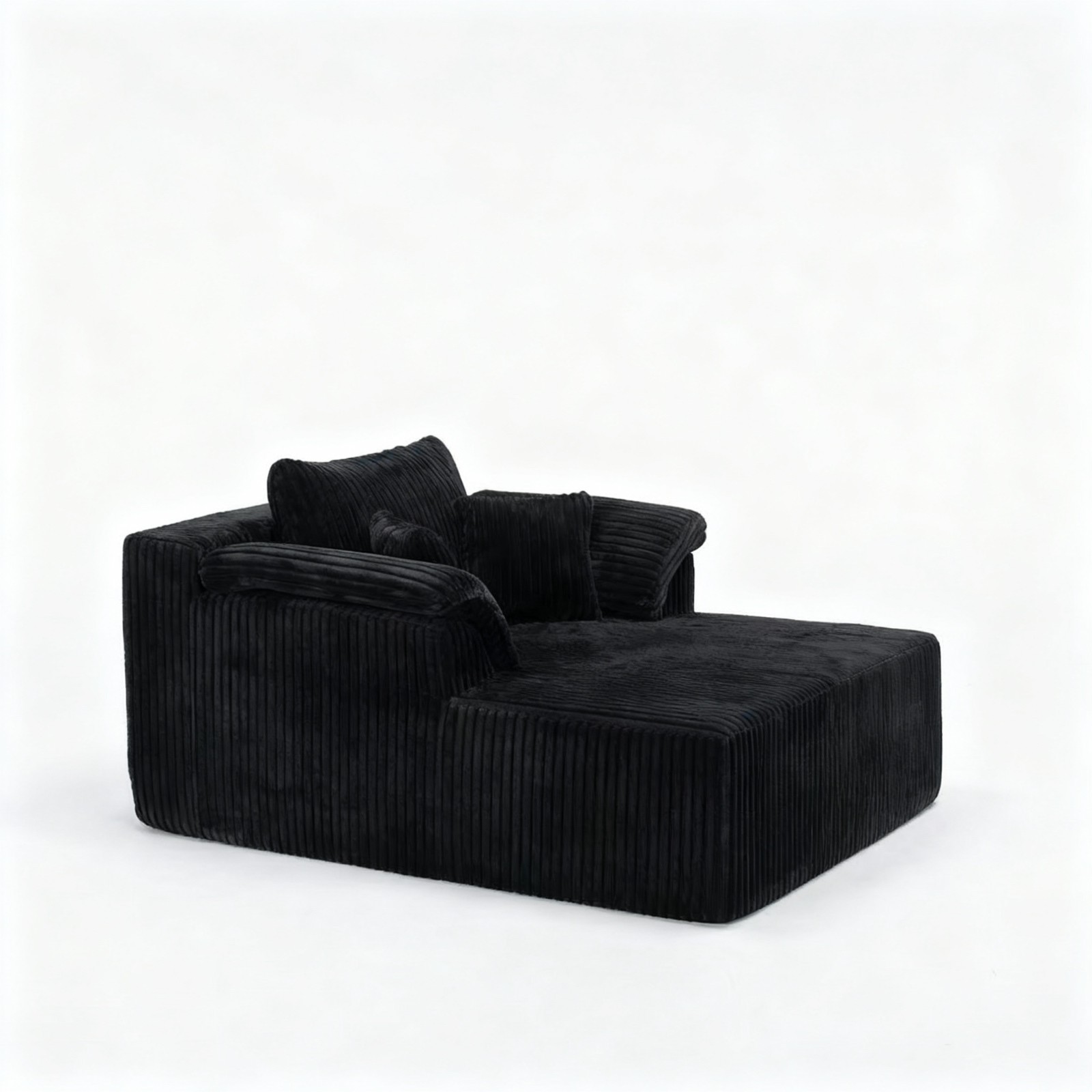 60-inch indoor oversized corduroy lounge chair, no assembly required (black)
